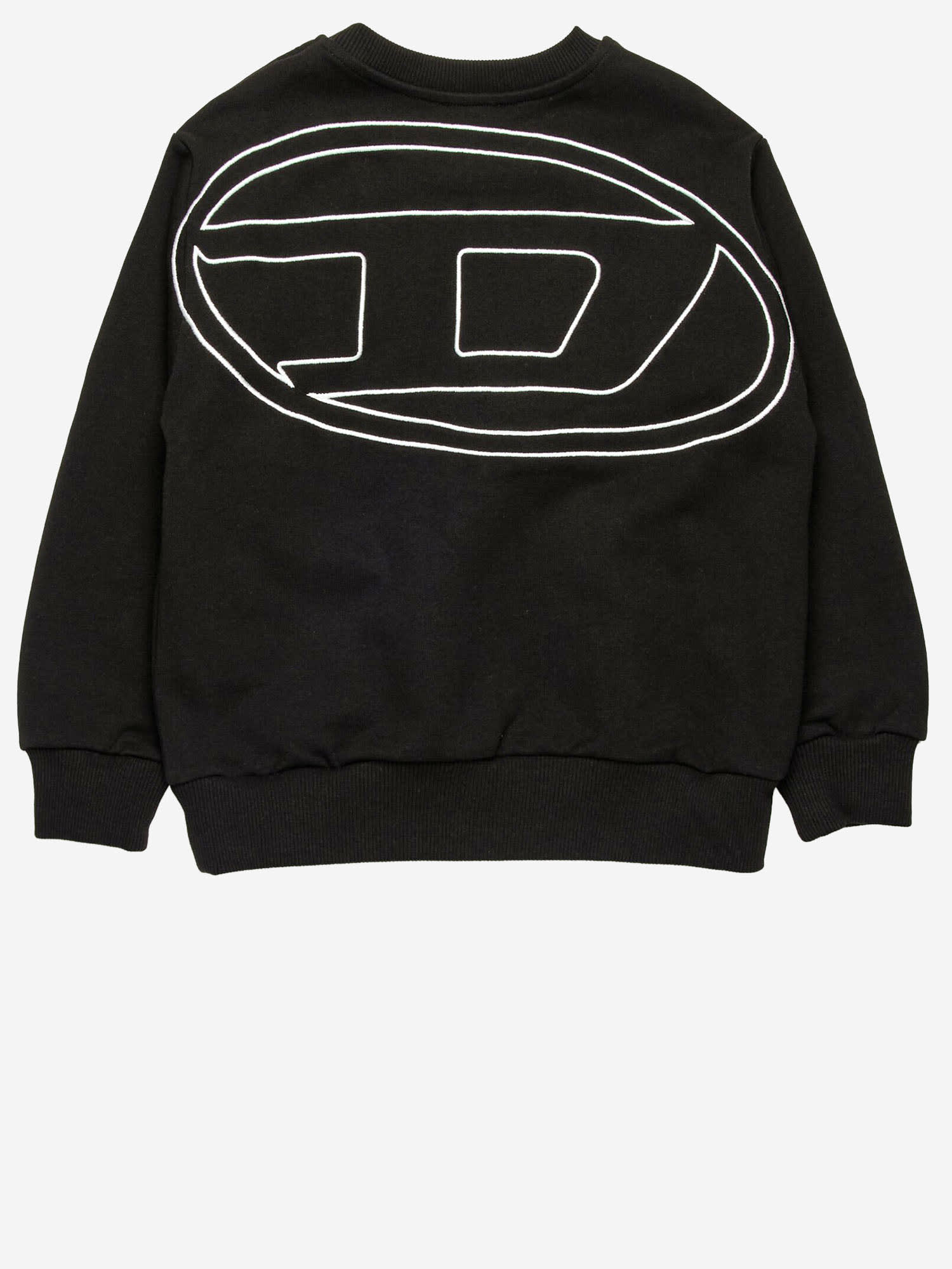 Diesel Pullover In Cotone Con Logo Oval D In Black
