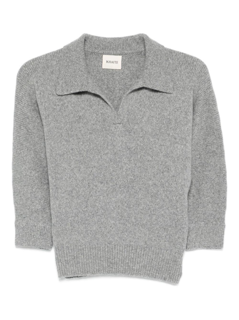 Khaite Herve Cashmere Polo Shirt In Gray