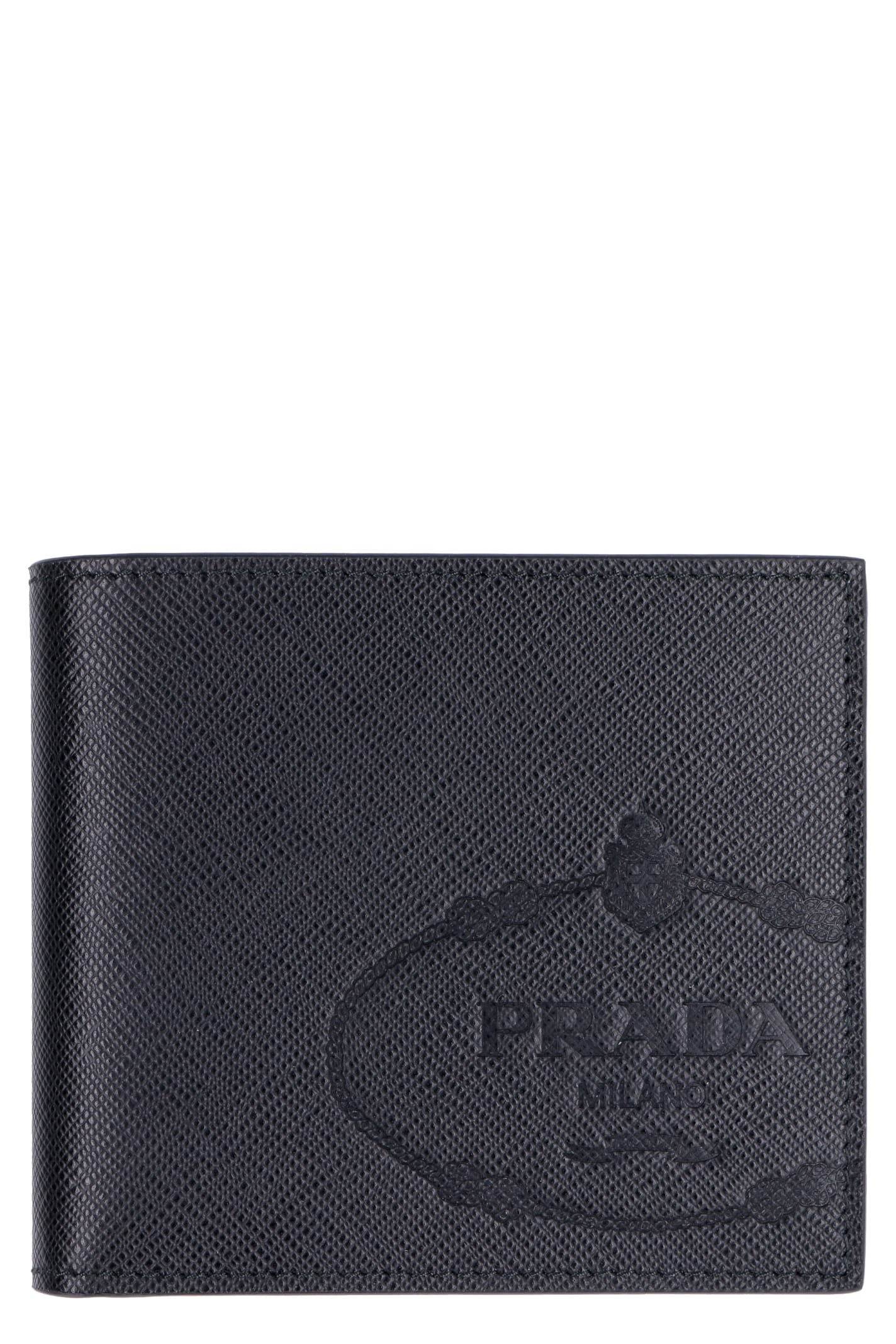 PRADA LEATHER FLAP-OVER WALLET,11264449