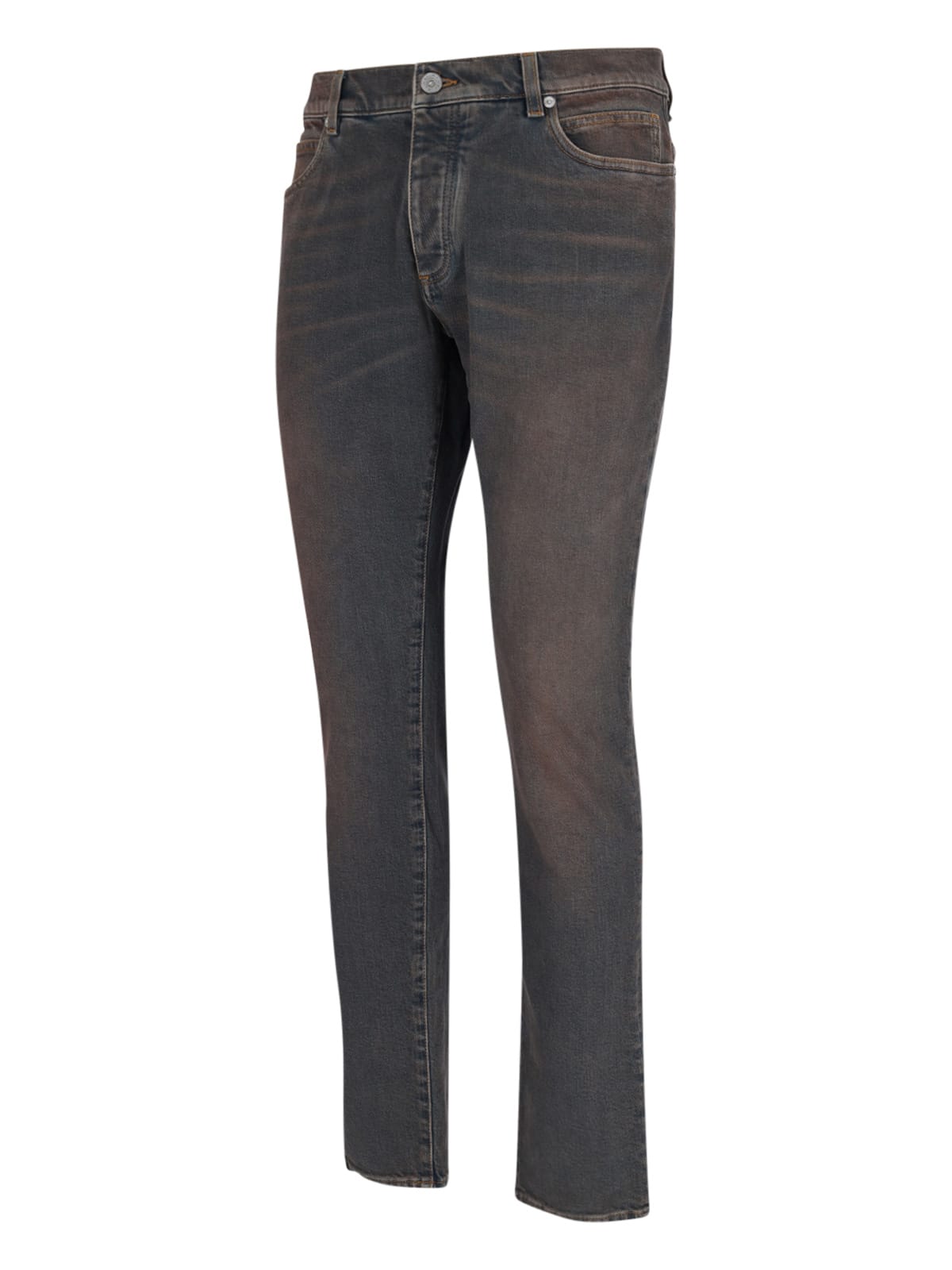 Shop Balmain Slim Jeans In Brown