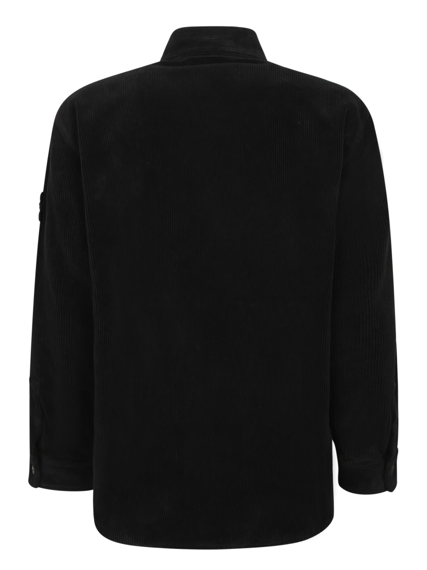 Stone Island Corduroy Overshirt In Black In Black