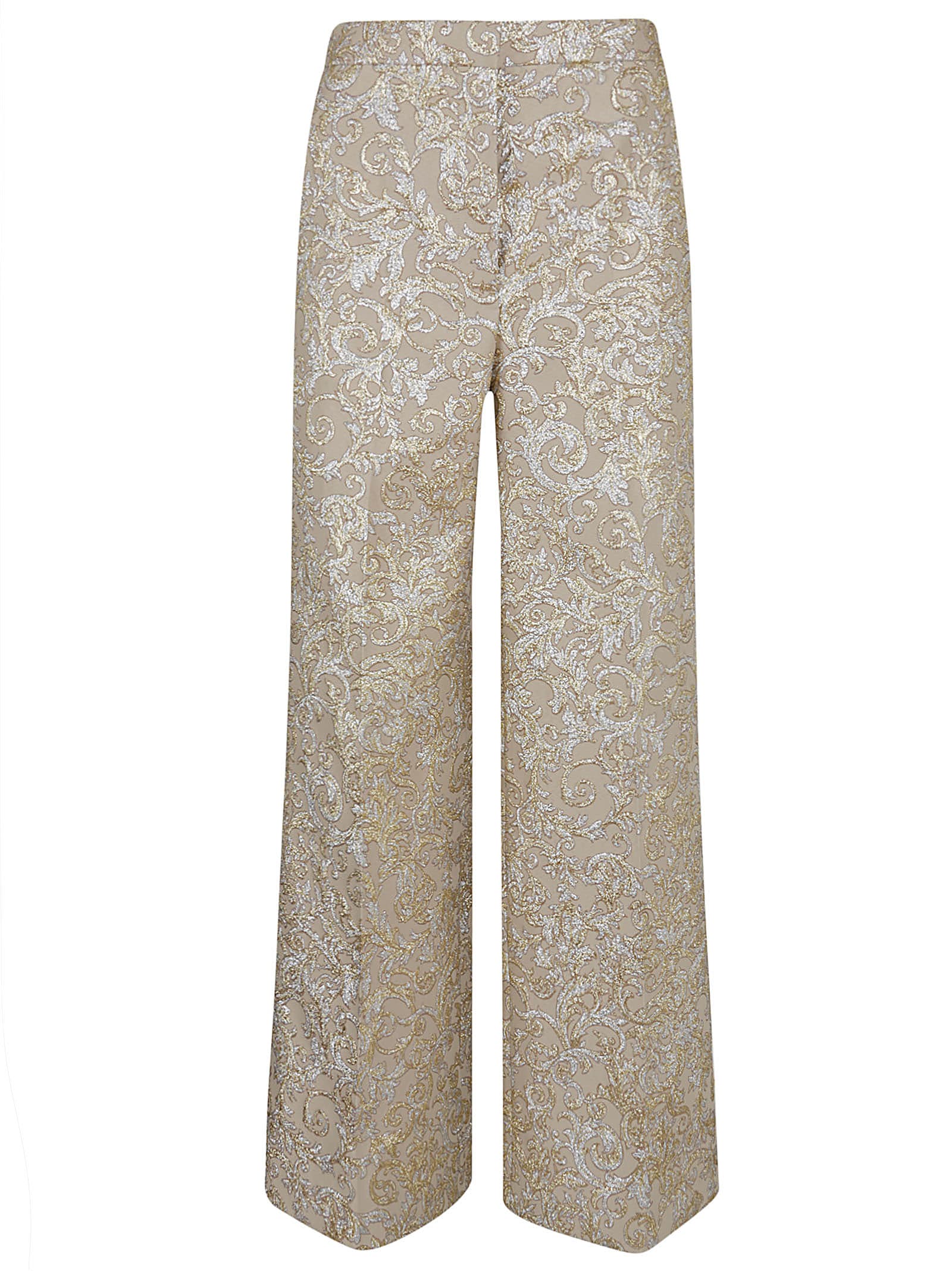 Shop Stella Mccartney Brocade Wide-leg Pants In Gold