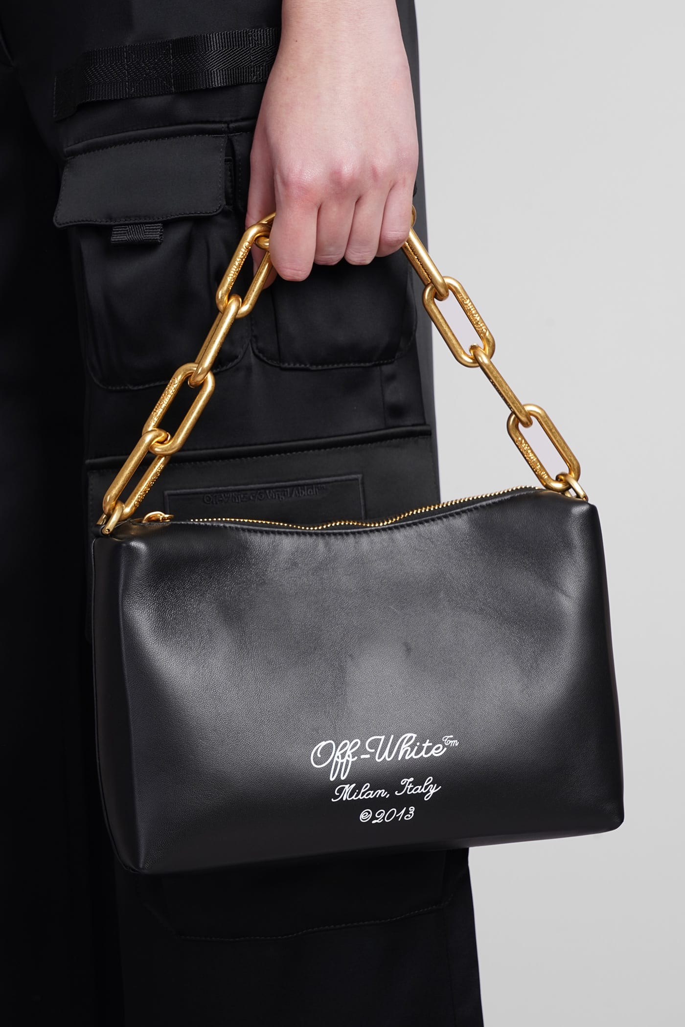 Shop Off-white Hand Bag In Black Leather