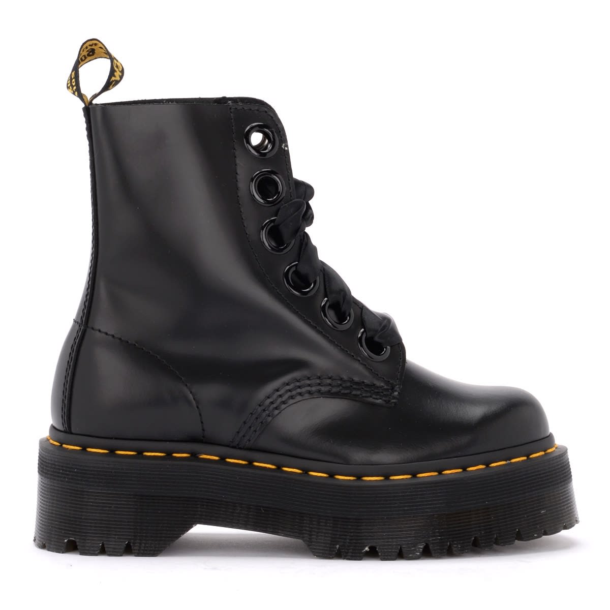 Dr. Martens Combat Boot Molly Model In Black Leather