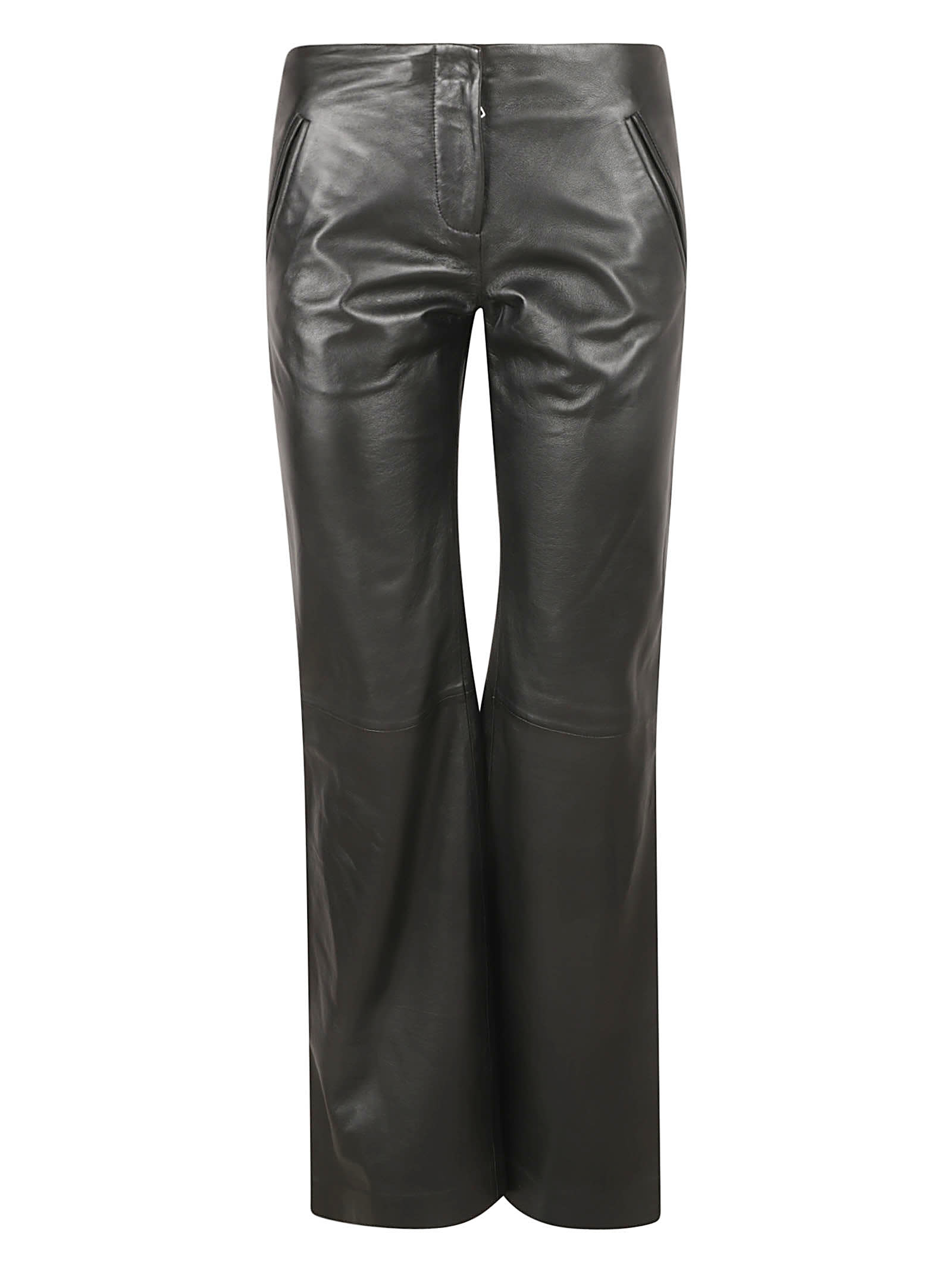 Wide Leg Shiny Leather Trousers