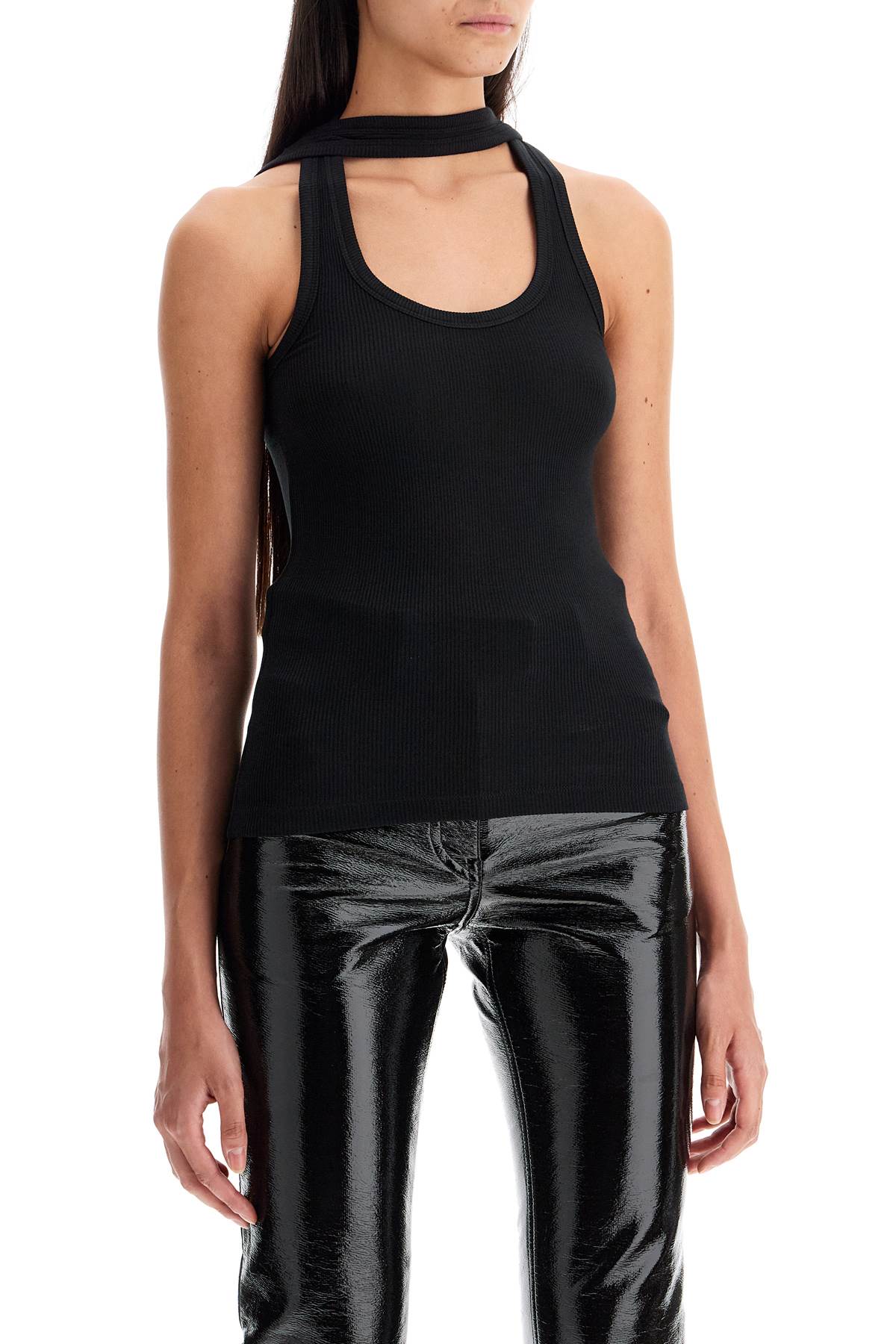 Shop Coperni Sleeveless Top With In Blk Black