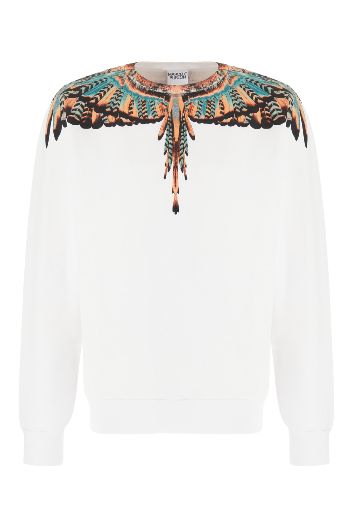 Marcelo Burlon County Of Milan White Cotton Sweatshirt In White Orange