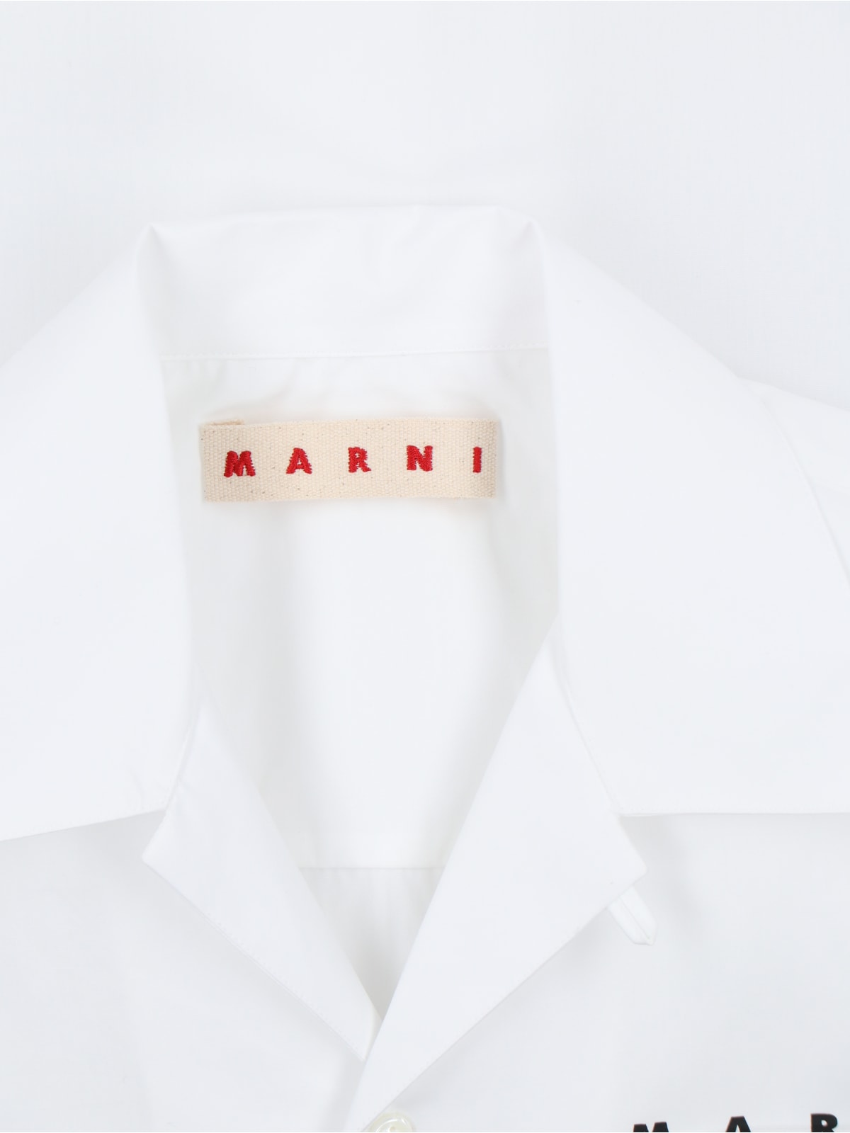 Marni White Poplin Bowling Hidden Logo Shirt In White