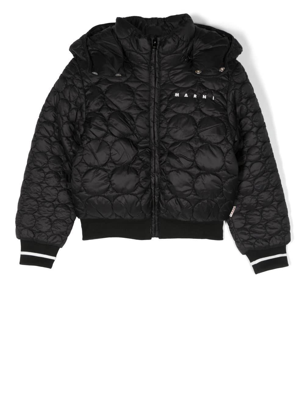 Marni Kids' Down Jacket With Logo In Black