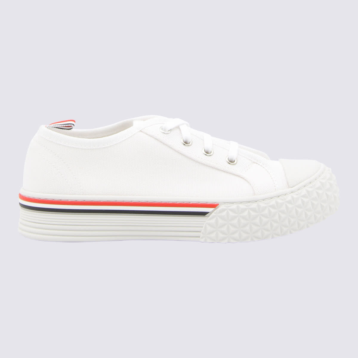 Shop Thom Browne White Canvas Collegiate Low Top Sneakers