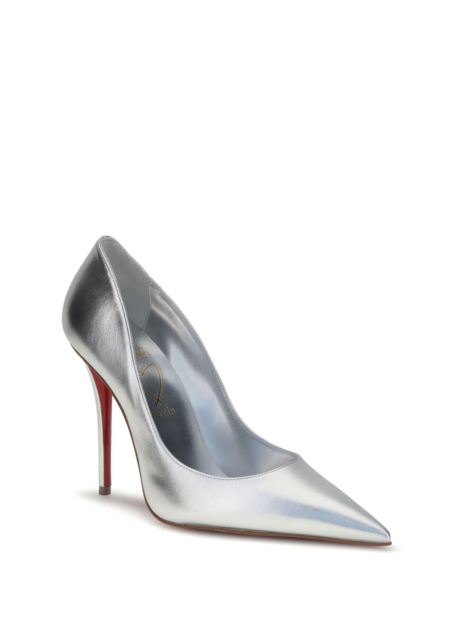 Christian Louboutin Miss Z 100 Laminated Leather Pumps In Silver