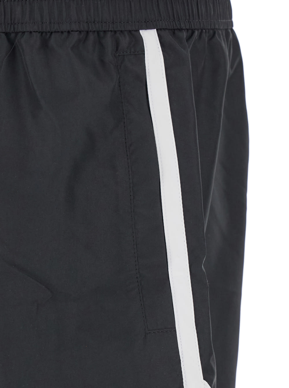 Dolce & Gabbana Black Swimsuit With Logo Plate On The Front In Tech Fabric Man In Black