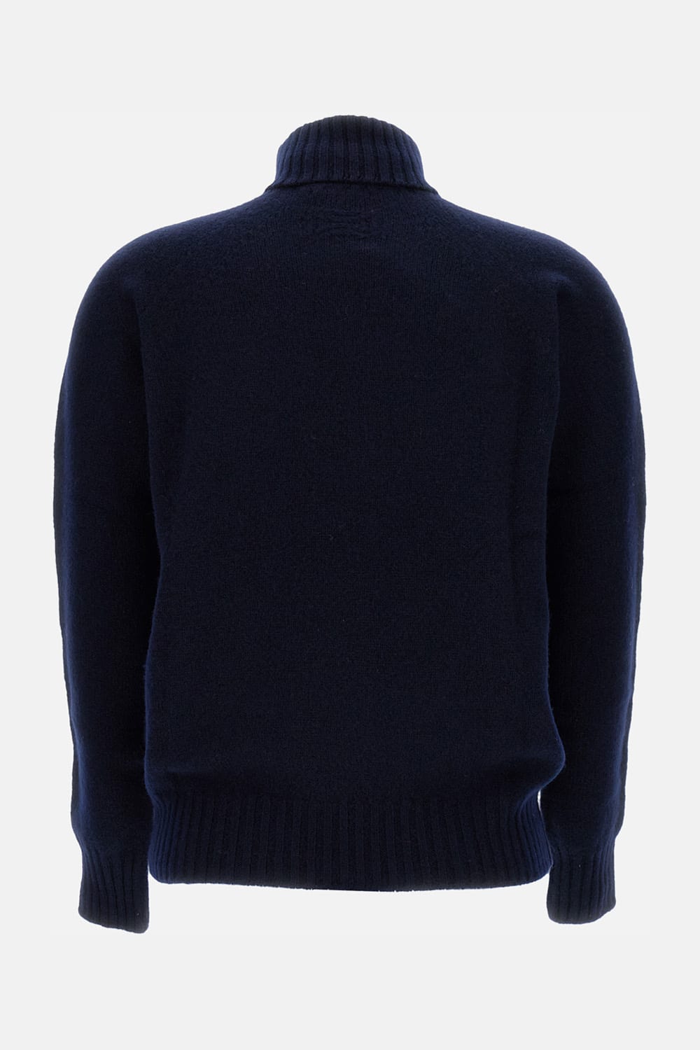Drumohr Ribbed Turtleneck Sweater In Wool In Blue