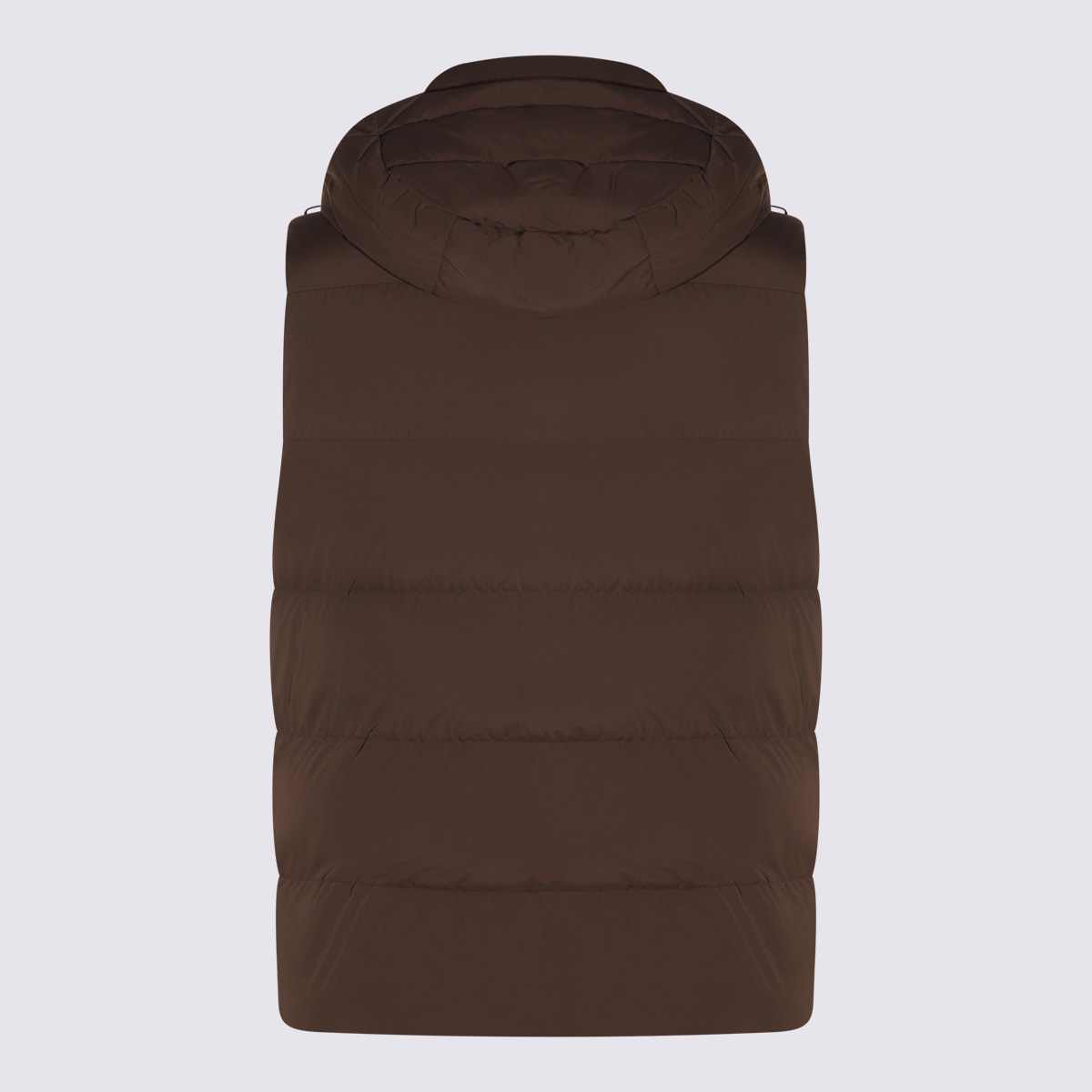 Moorer Hooded Quilted Down Jackets With Side Zip Pockets In Brown