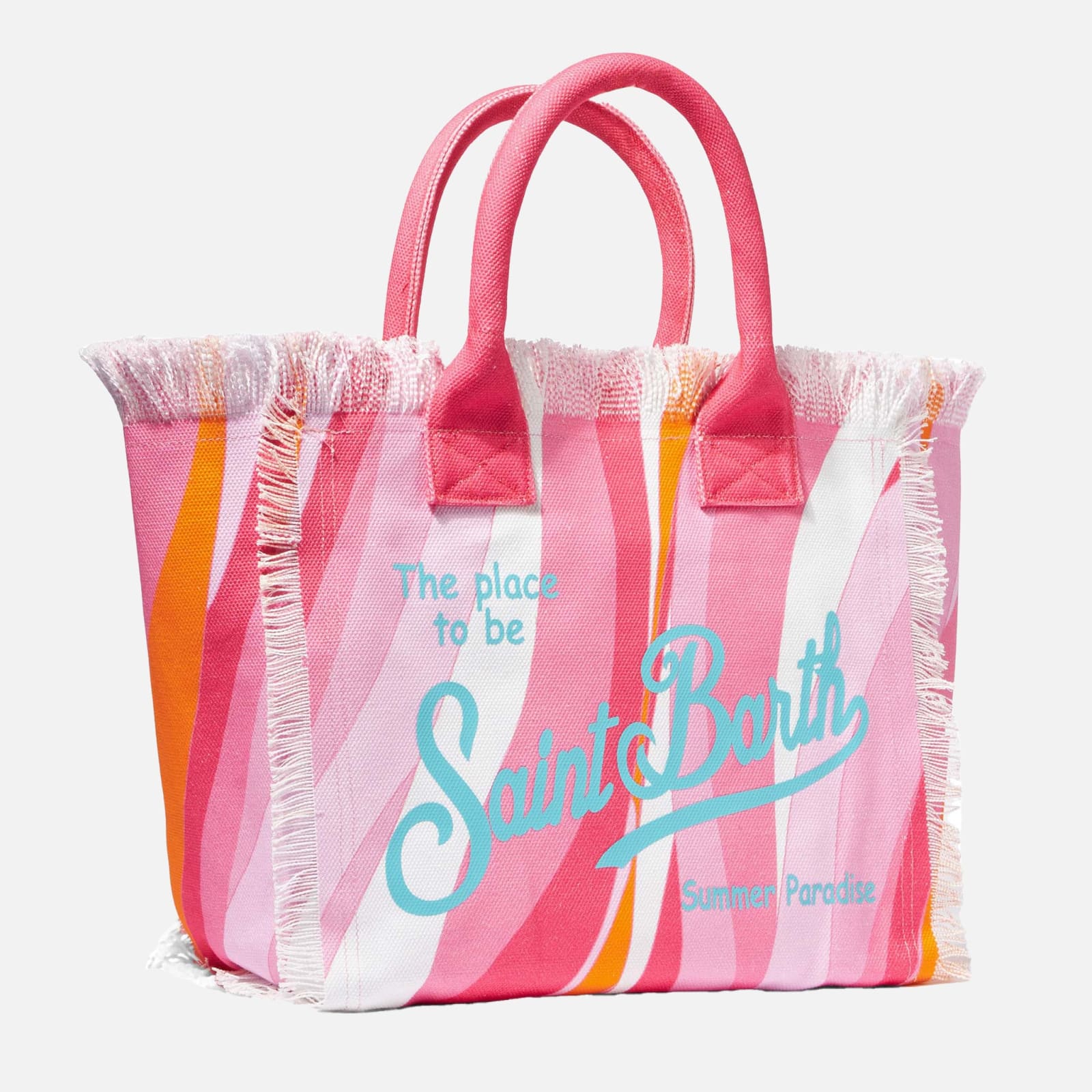 Shop Mc2 Saint Barth Vanity Canvas Shoulder Bag With Pink Waves