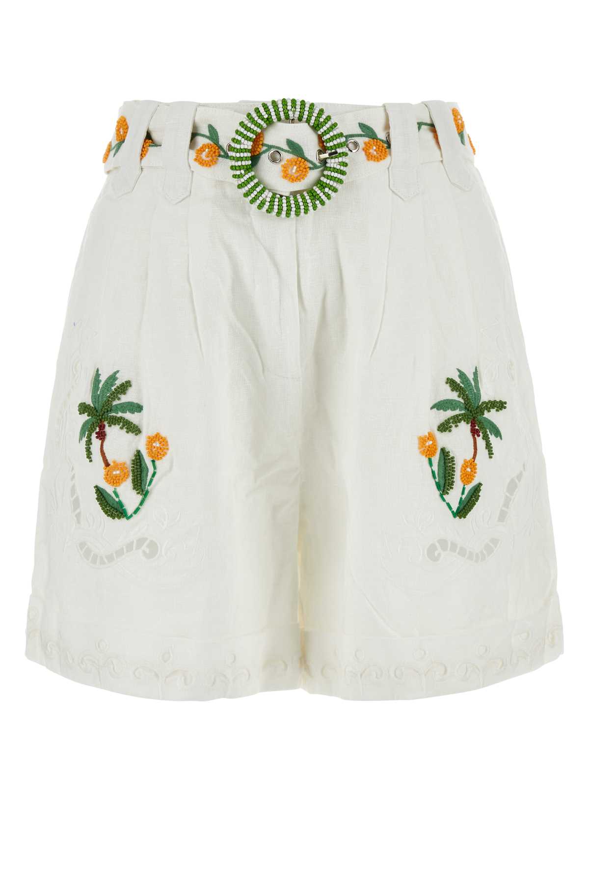 White Linen Tree Macaw Shorts