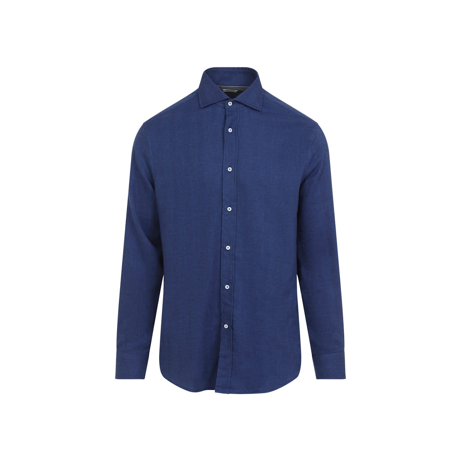 Brunello Cucinelli Tailored Herringbone Shirt Collar Button-down In Blue