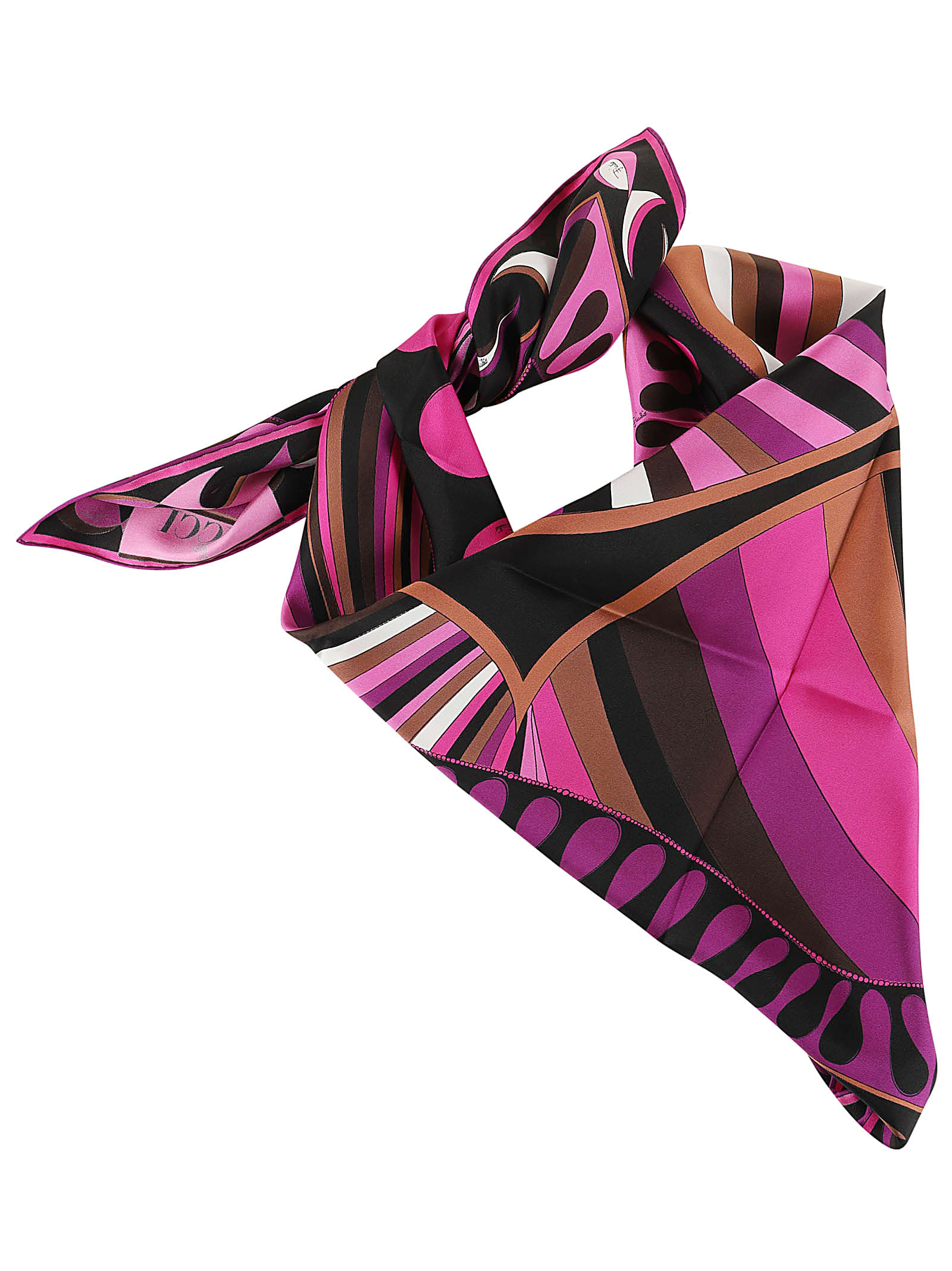 Shop Pucci Foulard 90x90 - Silk Twill In Fuxia Marrone