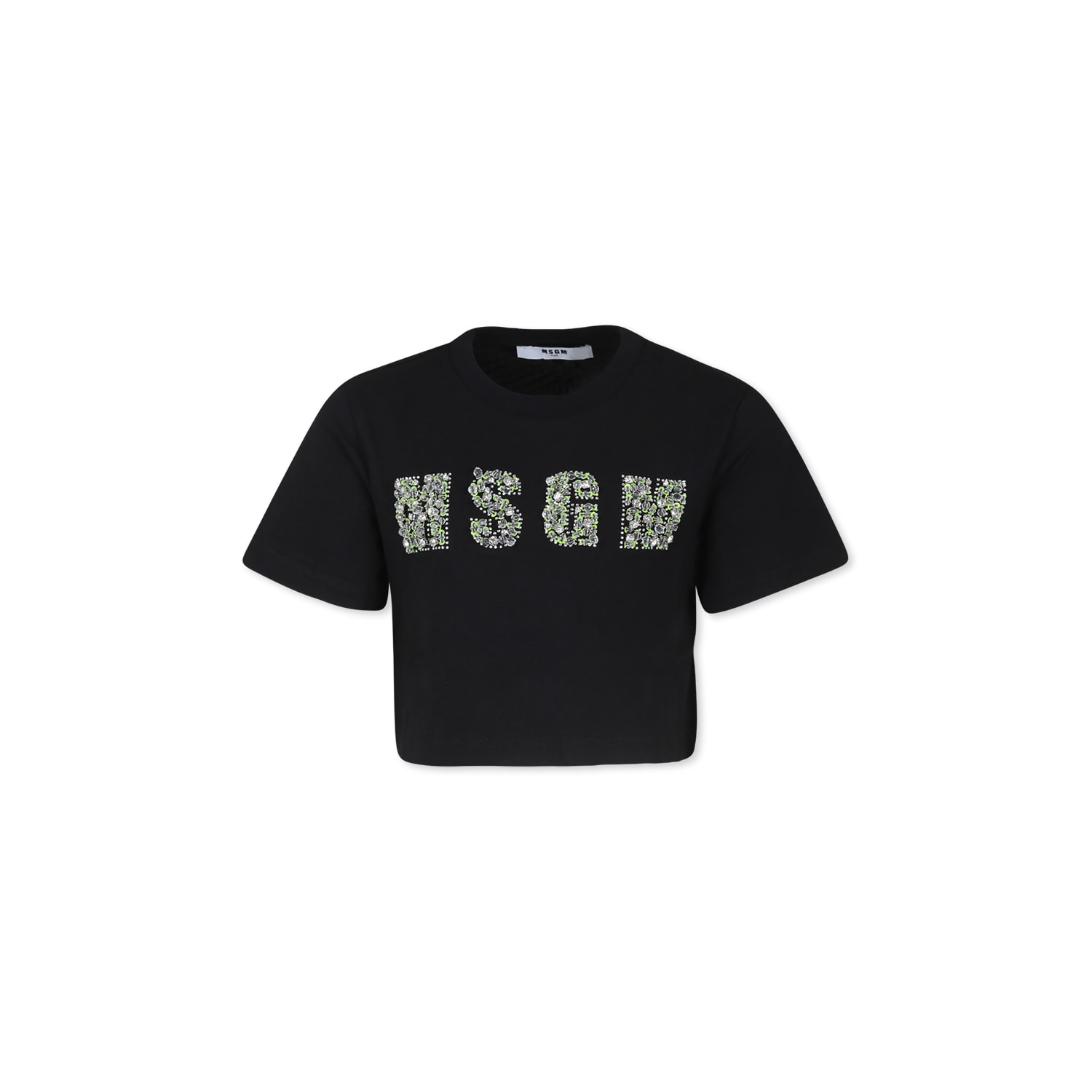 Shop Msgm Black T-shirt For Girl With Logo