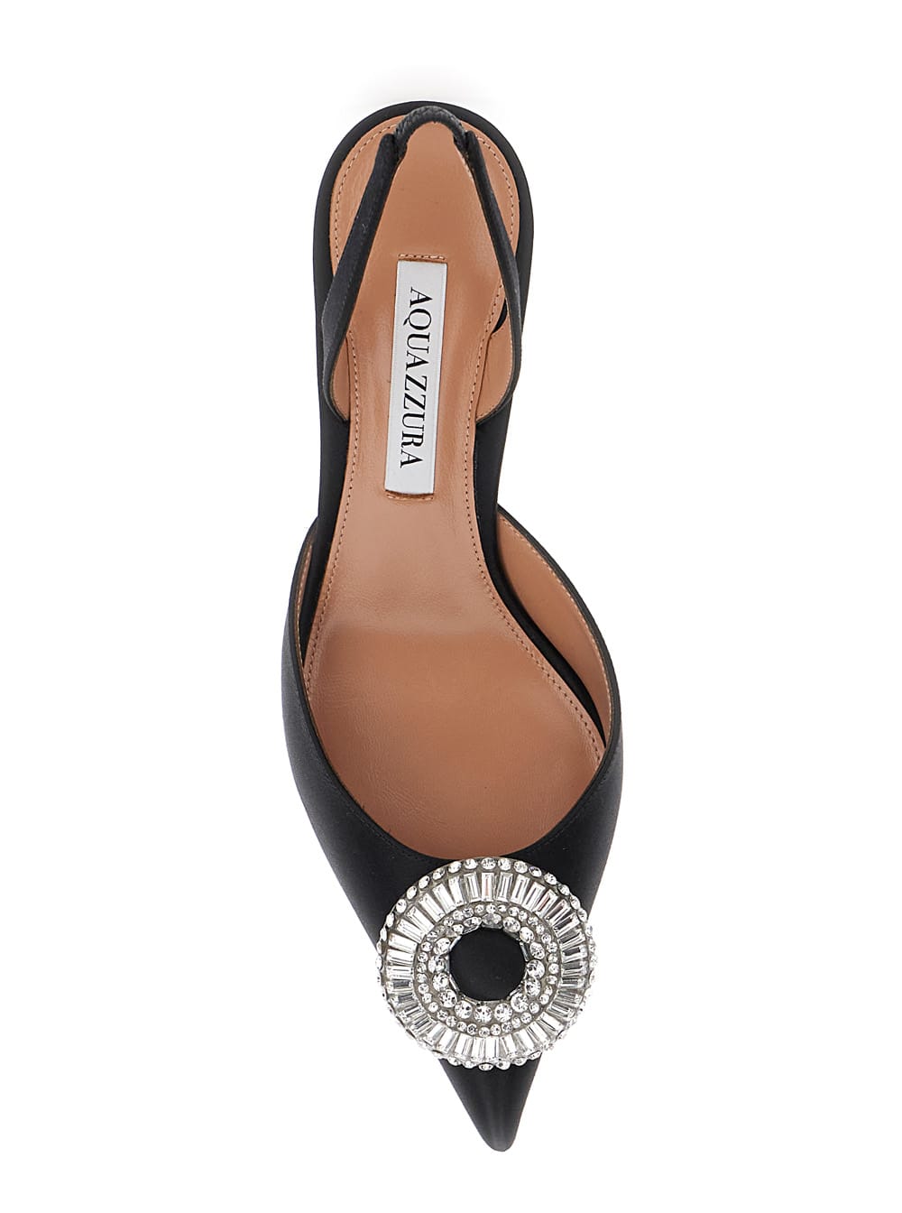 Aquazzura Crystal Hoop Black Slingback Pumps With Rhinestoned Embellishment And Kitten Heel In Tech Fabric Wom In Multi
