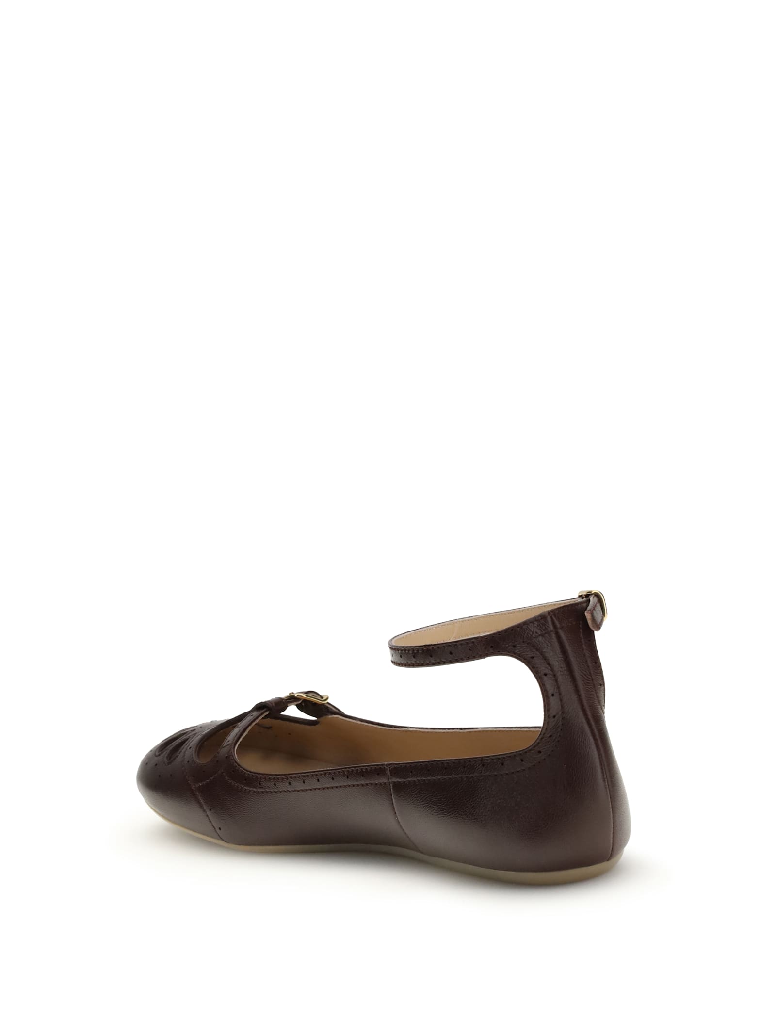 Chloé Chloe Misty Cut-out Leather Ballet Flats In Brown