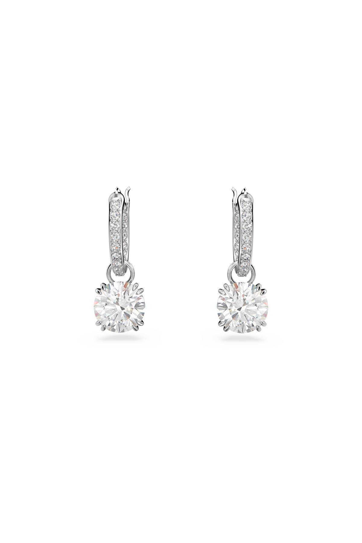Swarovski Womens Crystal Constella Rhodium-plated And Zirconia Drop Earrings In Bianco Placcatura Rodio (silver)