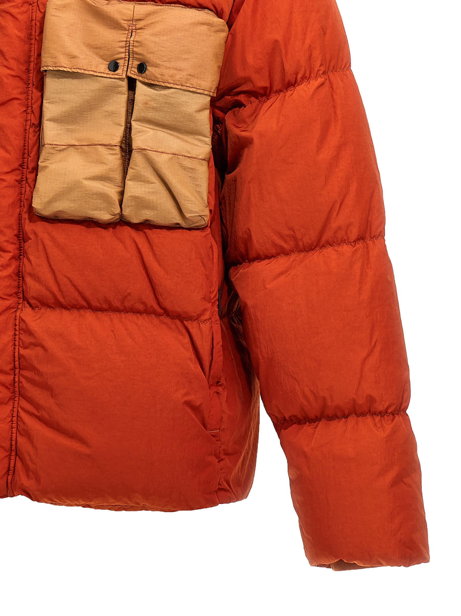 Shop C.p. Company Eco Chrome-r Mixed Goggle Down Jacket In Orange