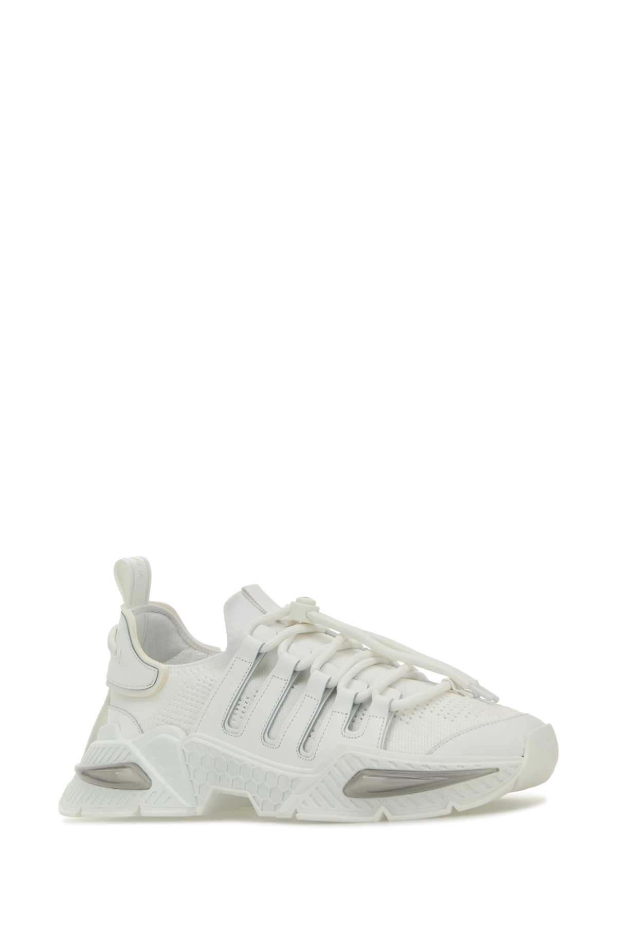 Dolce & Gabbana White Sneakers With Modern Silhouette And Unique Lacing System In Bianco