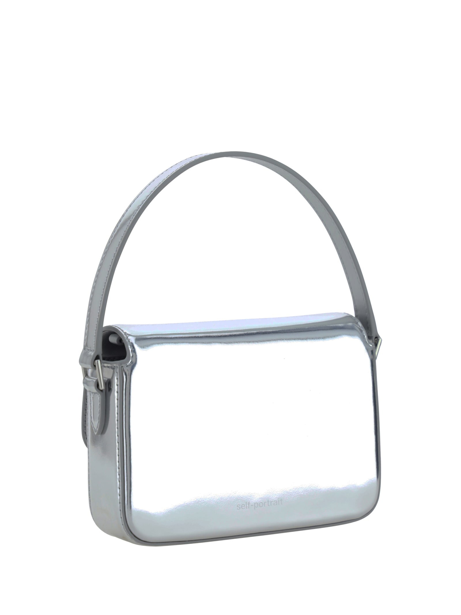 Shop Self-portrait Baguette Handbag In Silver