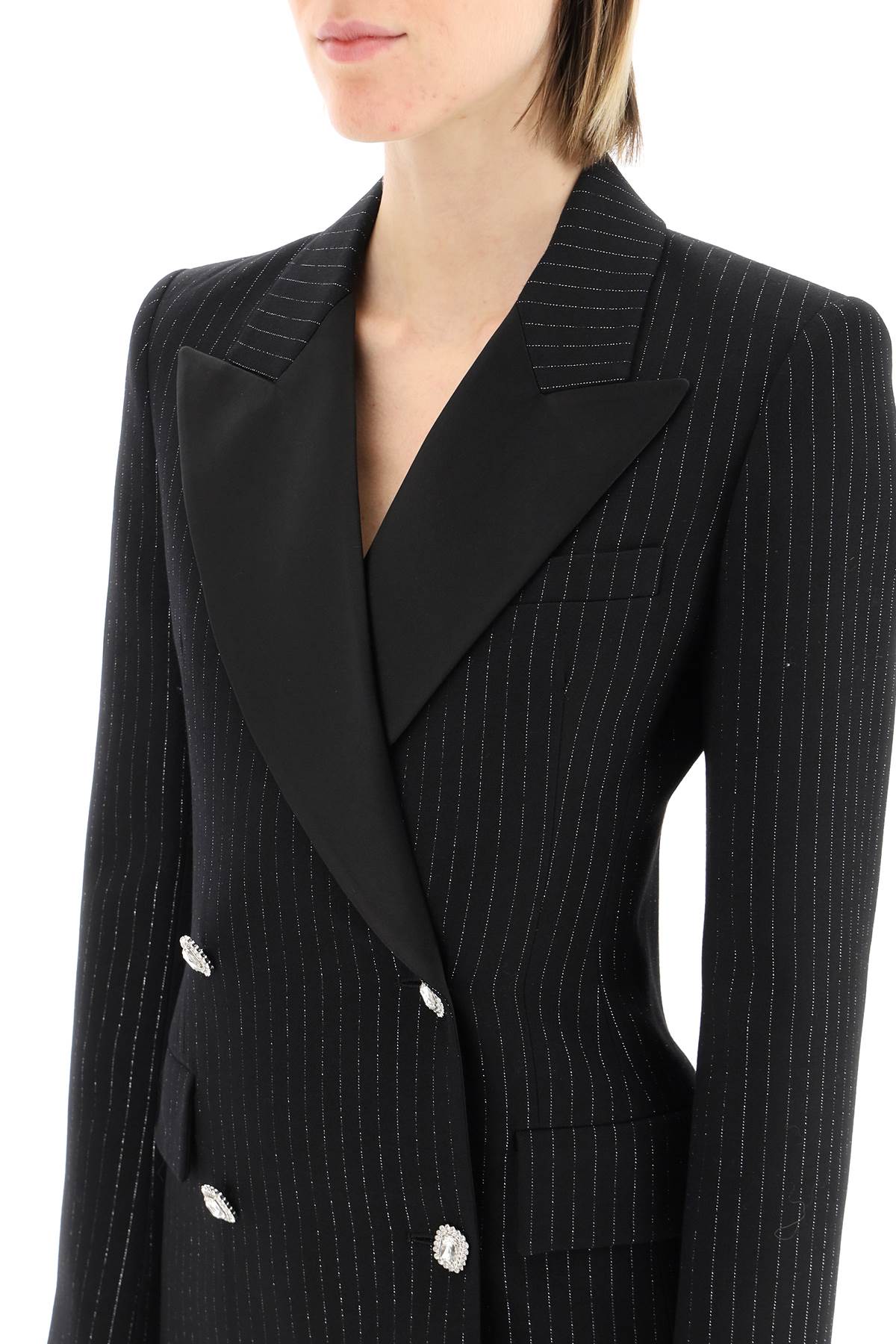 Shop Alessandra Rich Short Blazer Dress In Black Silver (black)
