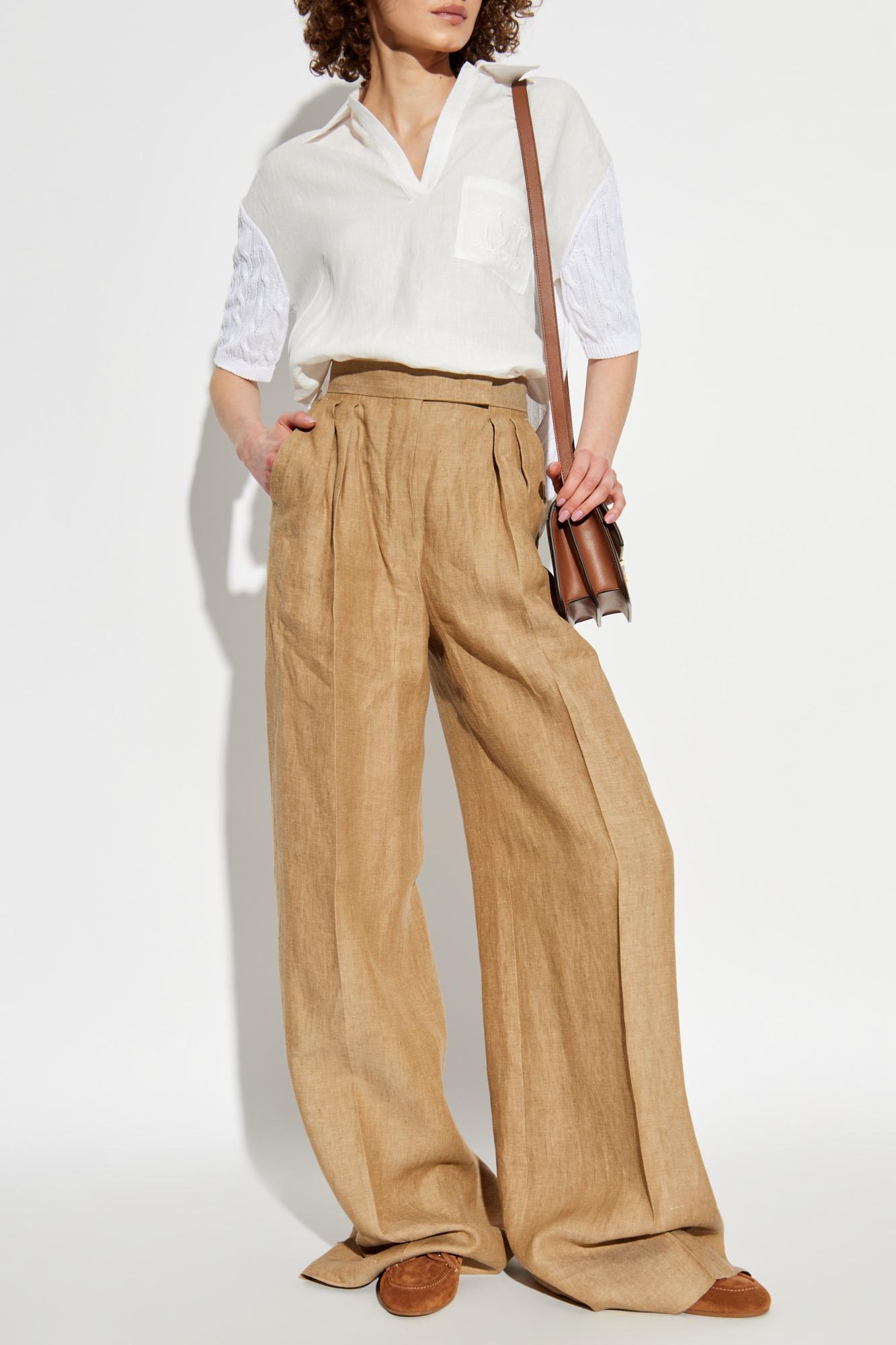 Max Mara Lapel Short Sleeve Shirt In White