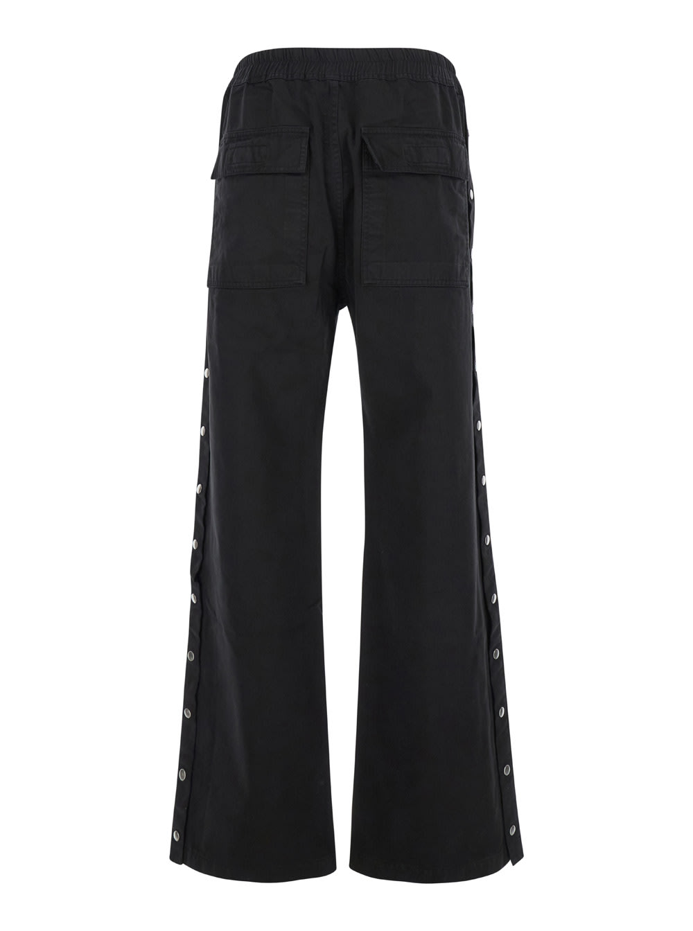 Shop Drkshdw Pusher Black Pants With Elastic Waist With Drawstrings And Wide Leg In Cotton Man