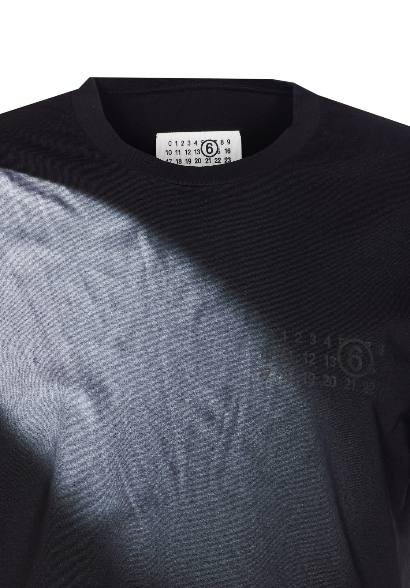 Mm6 Maison Margiela Mm6 By Maison Margiela Gradient Effect Black T-shirt With Subtle Graphic Print In Black