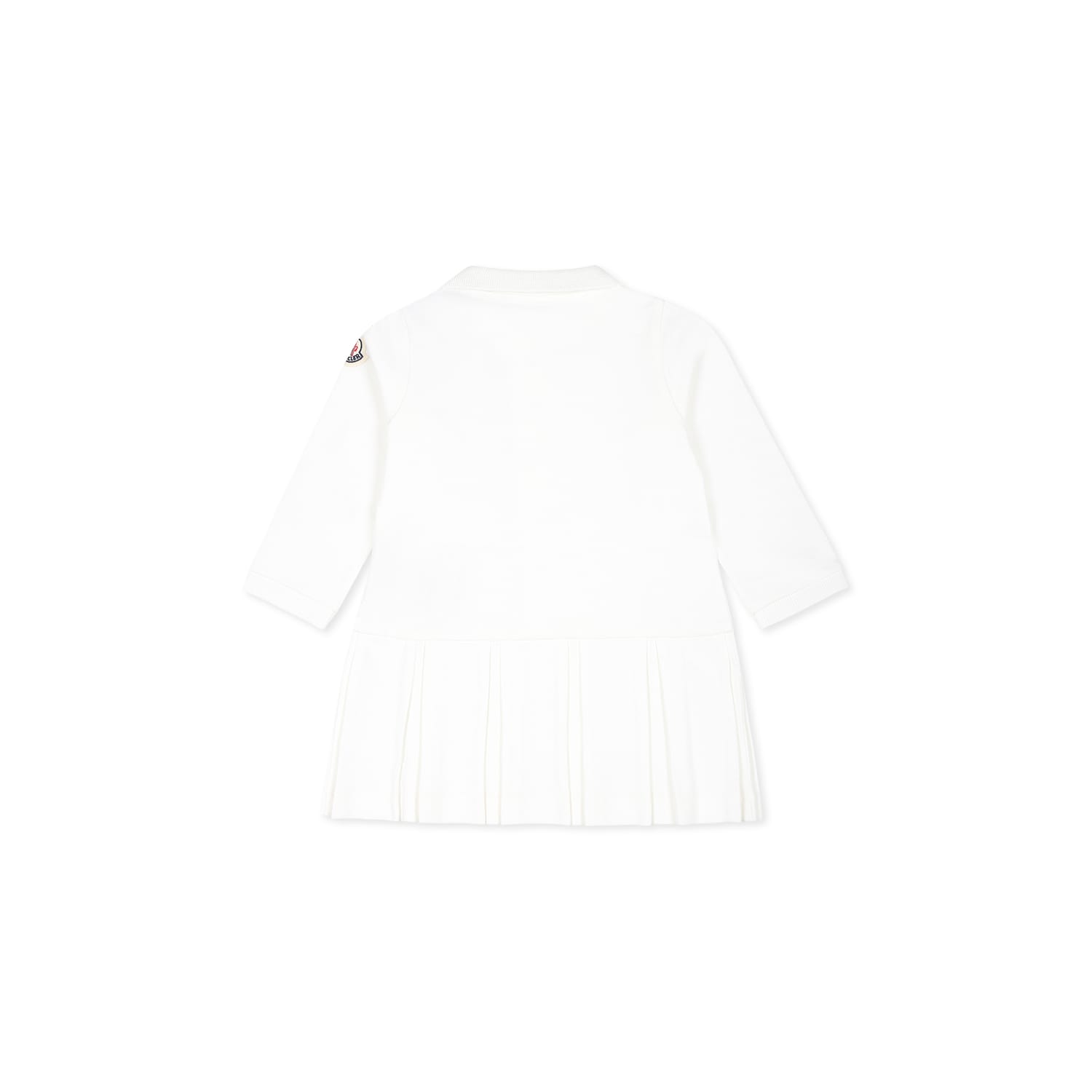 Moncler White Dress For Baby Girl With Logo In White