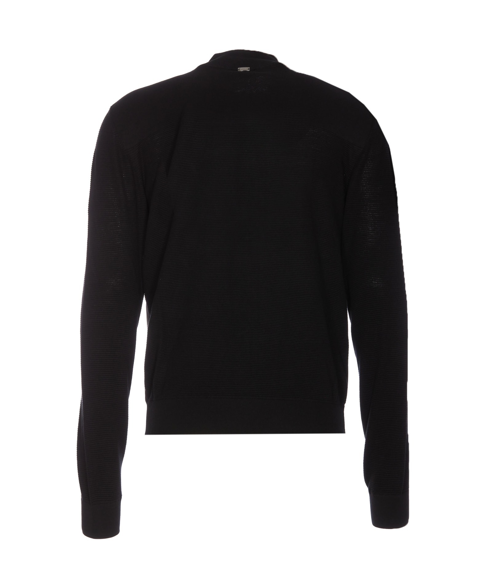 Shop Herno Unlimited Waffle Cotton And Matt Stretch Cardigan In Black