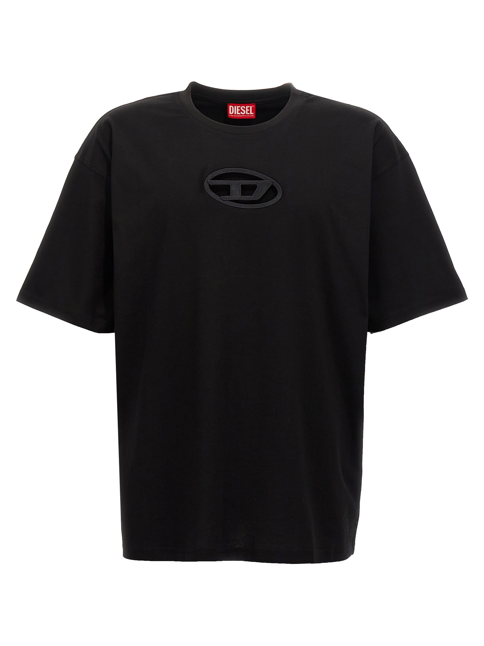 Diesel 't-boxt-od' Black Crewneck T-shirt With D Logo On The Front In Black