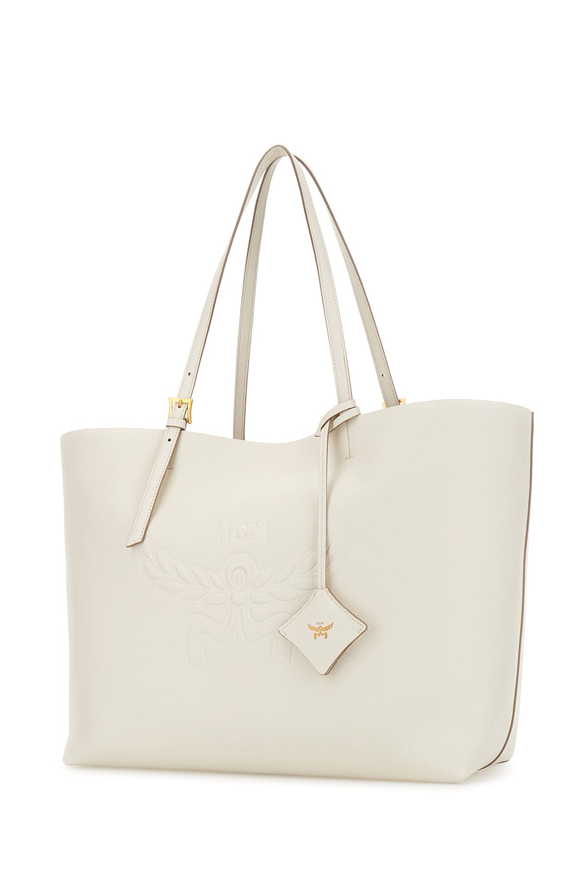 Shop Mcm White Leather Large Himmel Shopping Bag In Wg