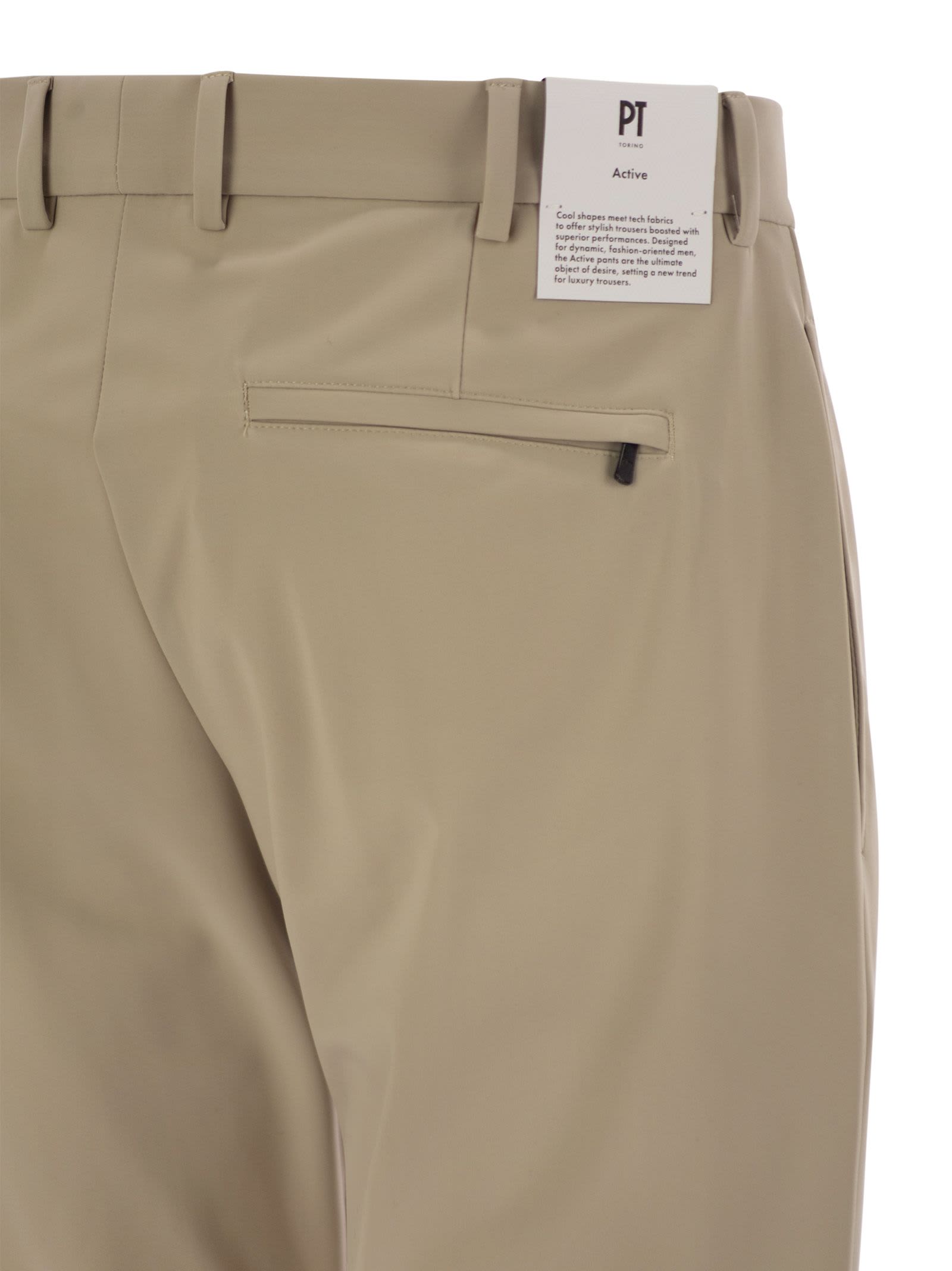 Pt Torino Epsilon Trousers In Technical Fabric In Light Beige