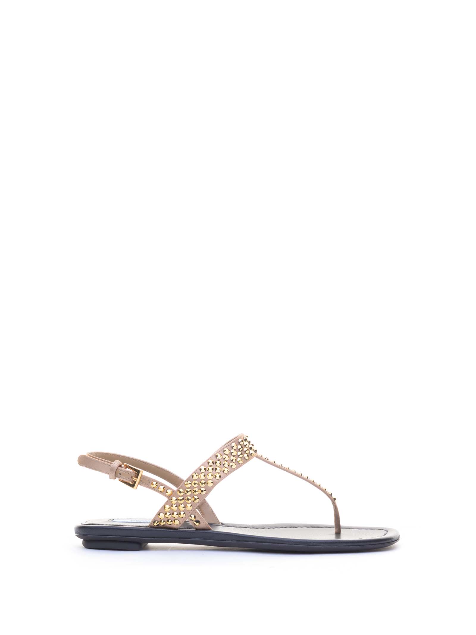 PRADA STUDS FLAT SANDALS,11234849