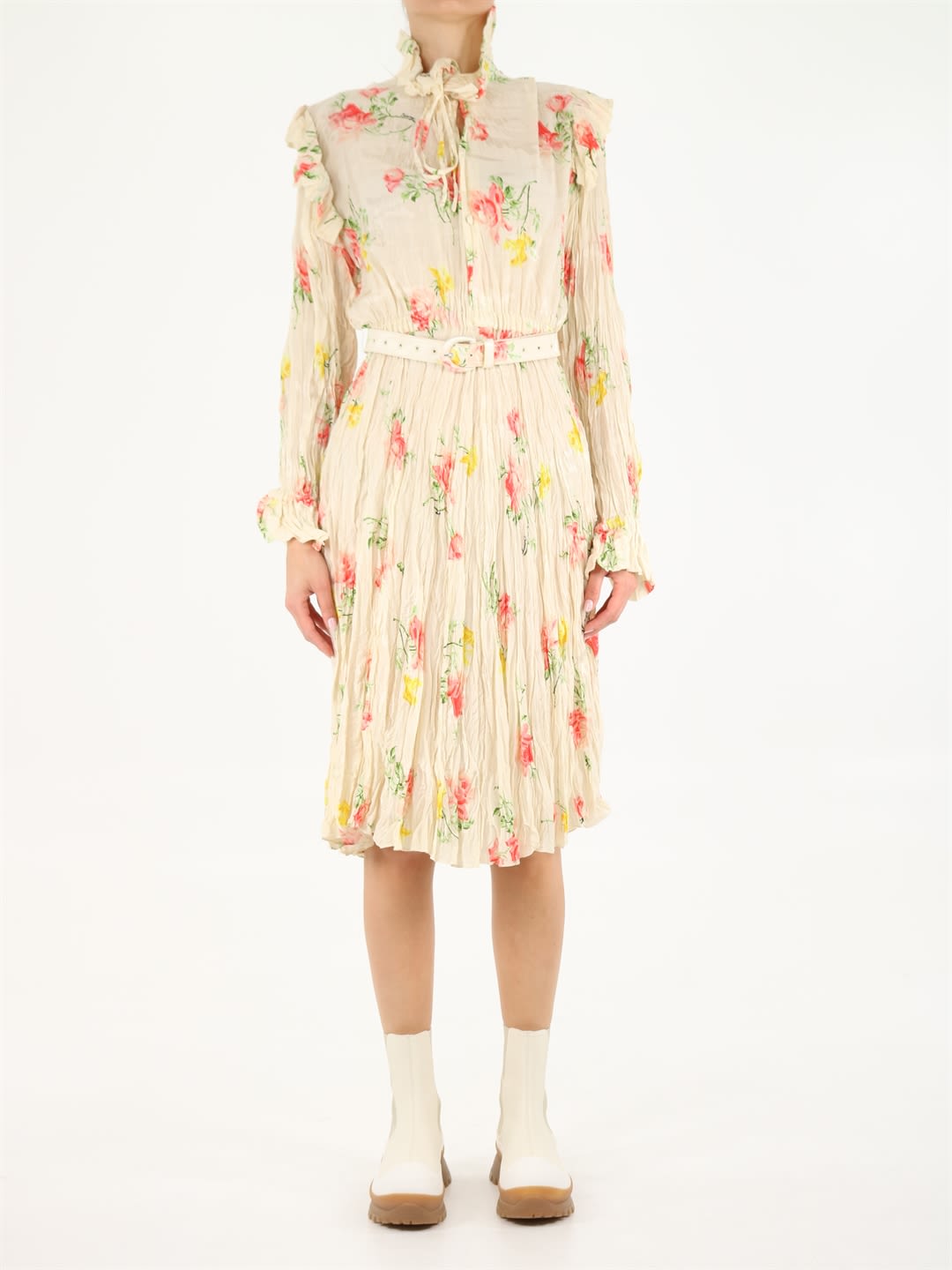 Balenciaga Off Shoulder Flower Dress