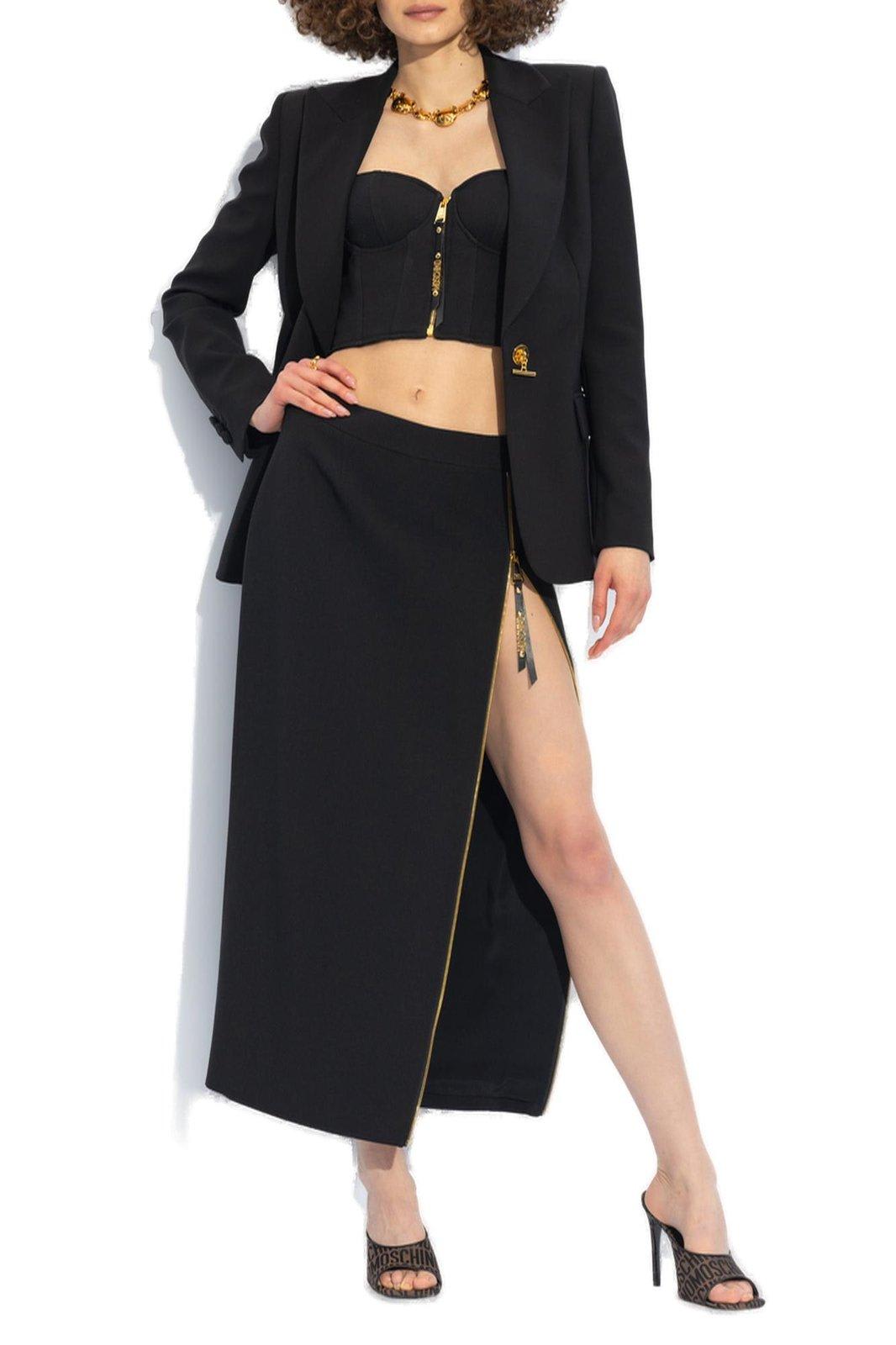 Shop Moschino Zip-detailed Skirt In Black