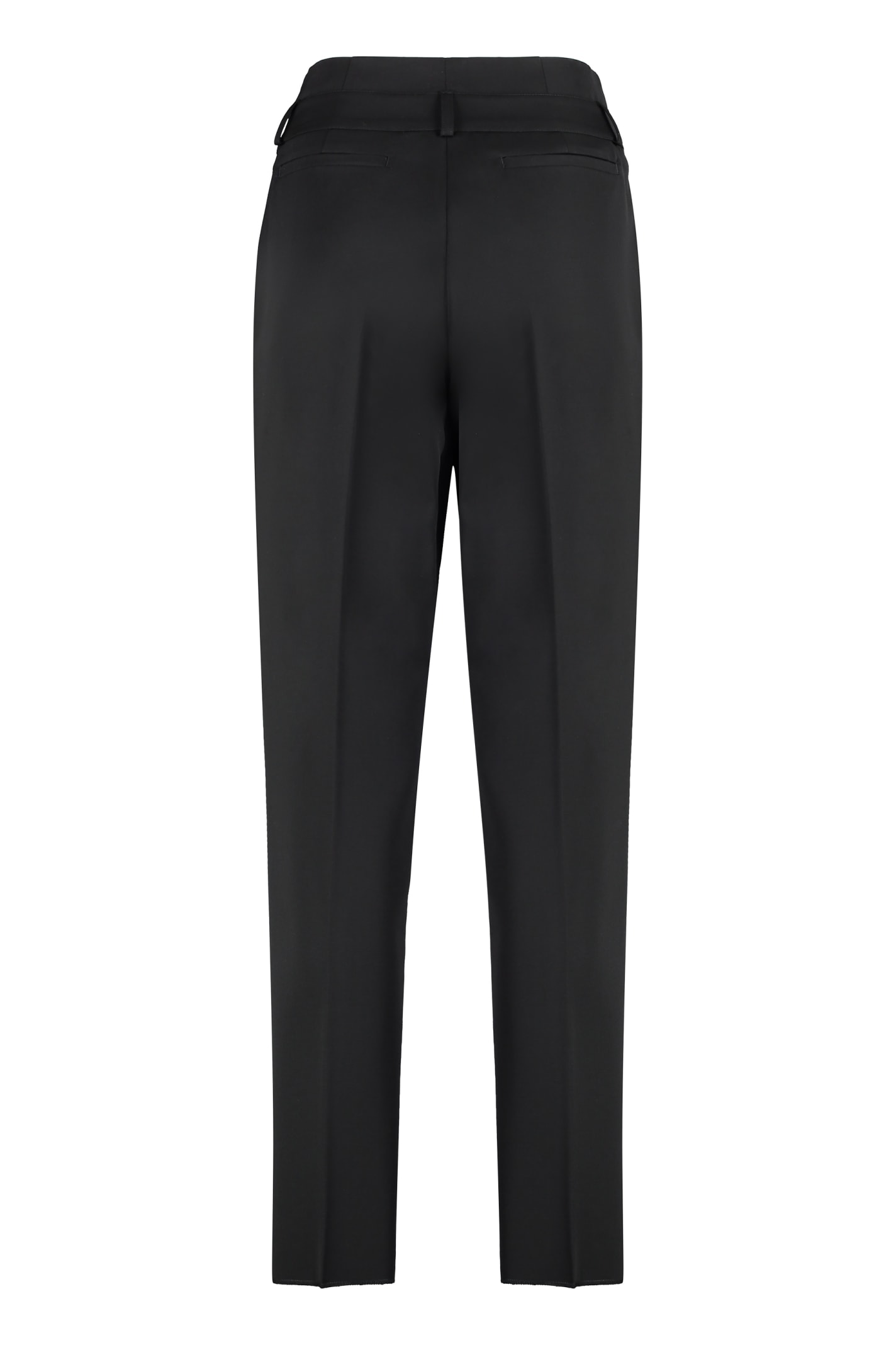 Shop Max Mara Celtico Wool Tapered-fit Trousers In Black