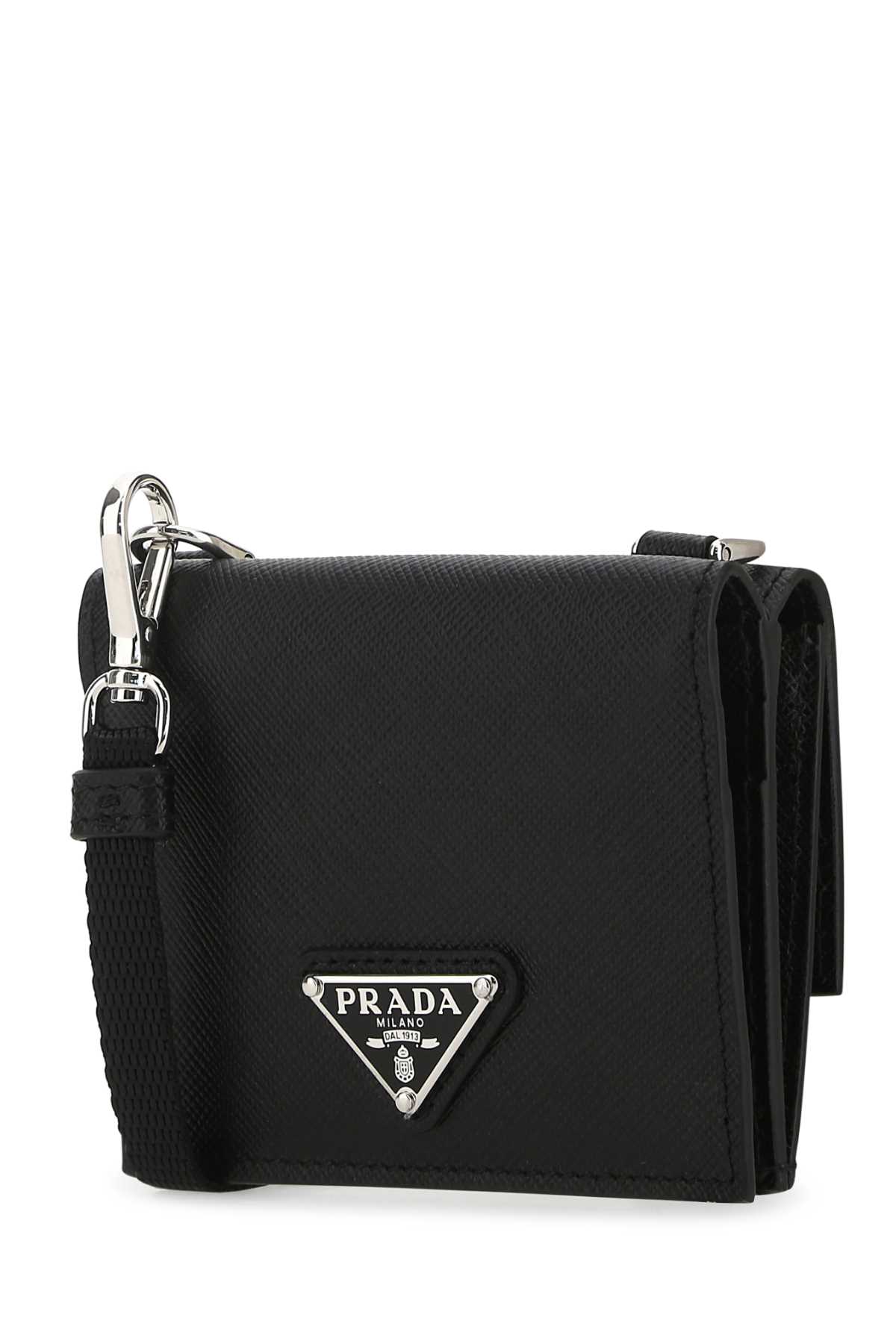Shop Prada Black Leather Cardholder In F0002