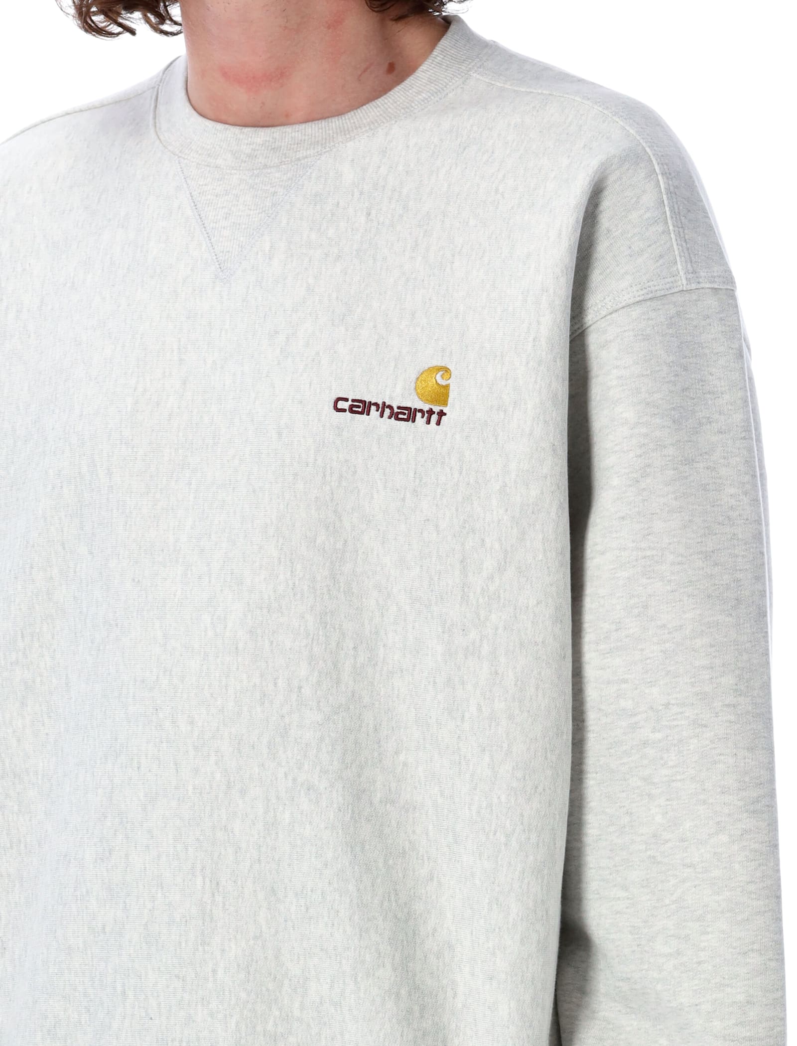 Shop Carhartt American Script Sweatshirt In Ash Heather