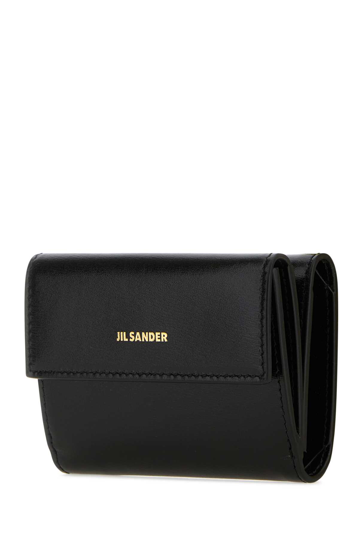 Jil Sander Black Leather Wallet In 001