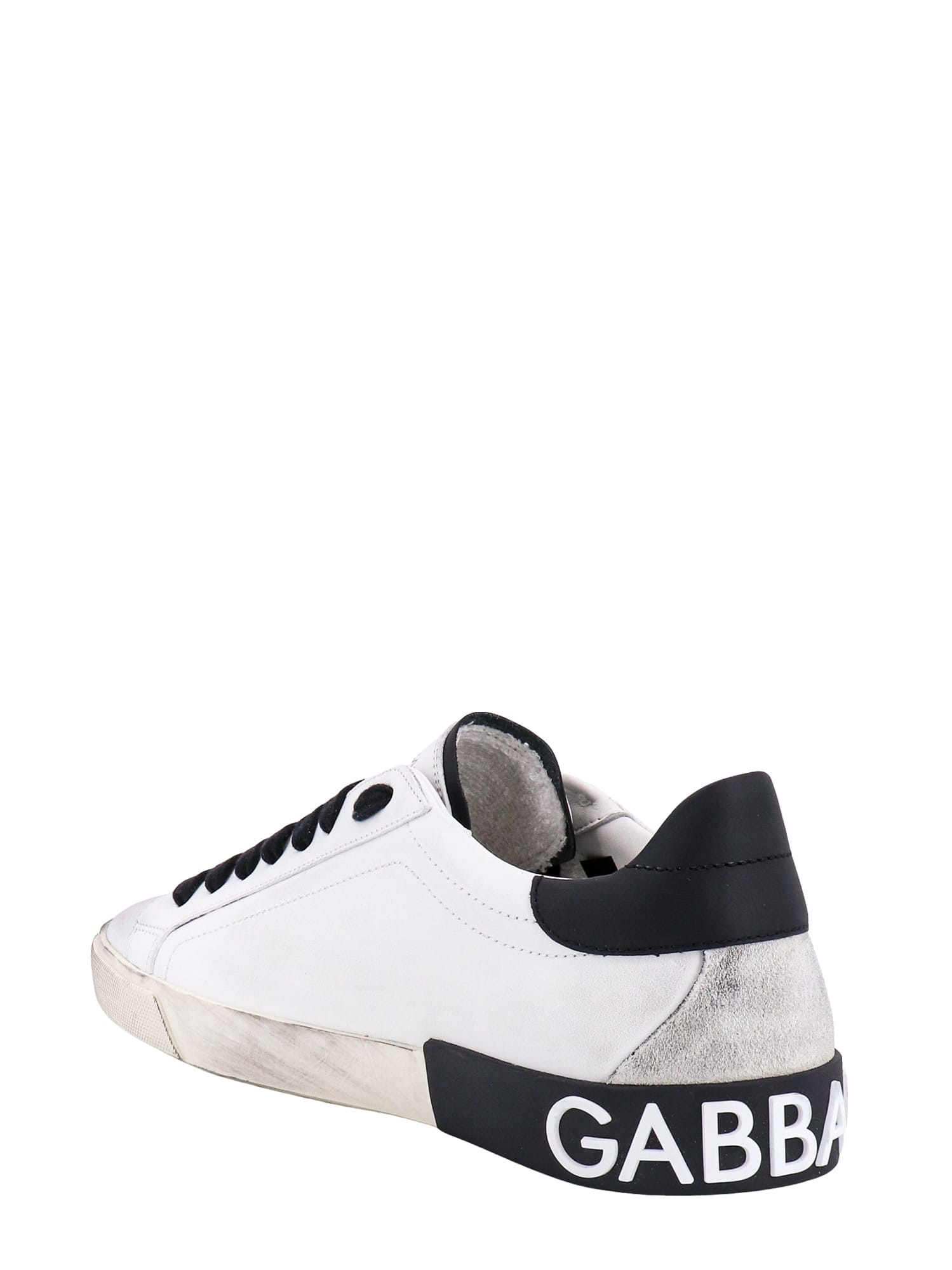 Shop Dolce & Gabbana Portofino Vintage Sneakers In White/black
