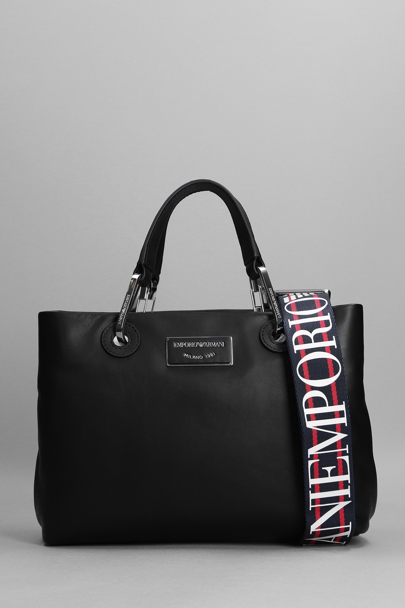 EMPORIO ARMANI TOTE IN BLACK LEATHER