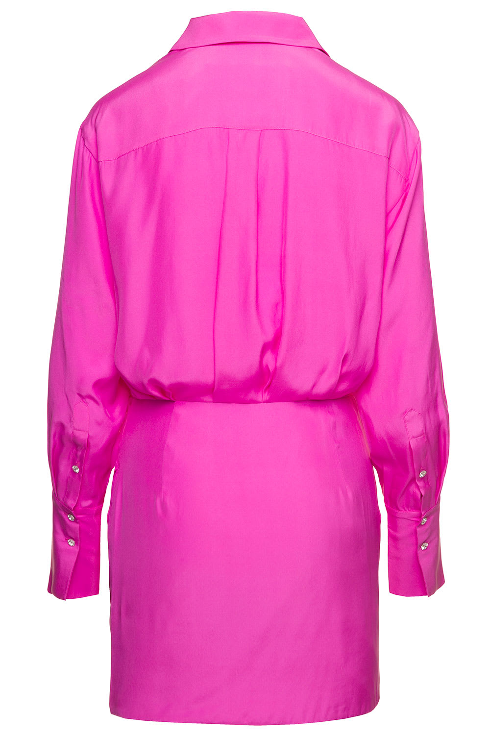 Shop Gauge81 Naha Draped Shirt Mini Hot Pink Dress In Silk Woman  In Fuxia