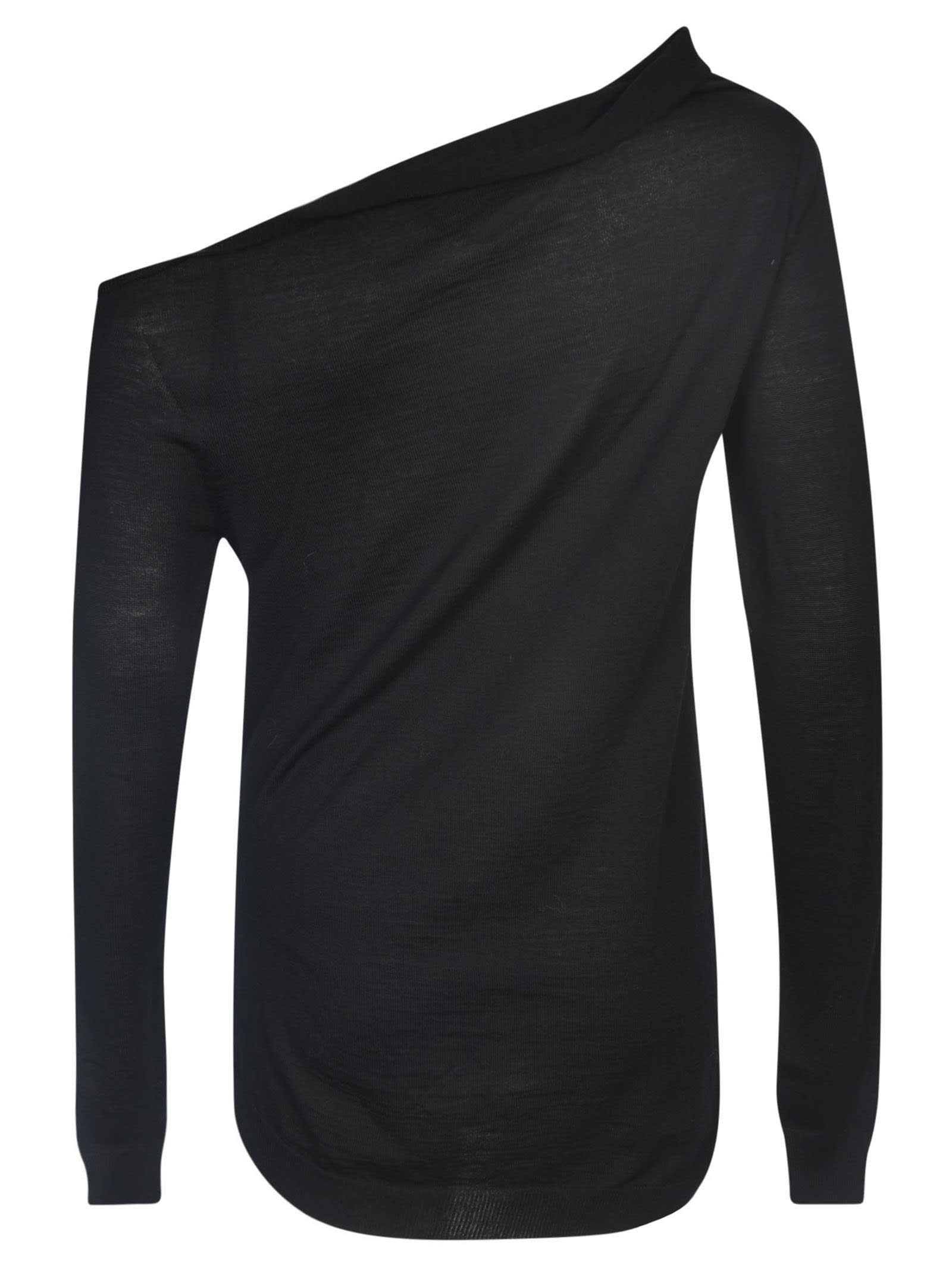 Shop Alberta Ferretti Single-shoulder Asymmetric Plain Sweater In Black