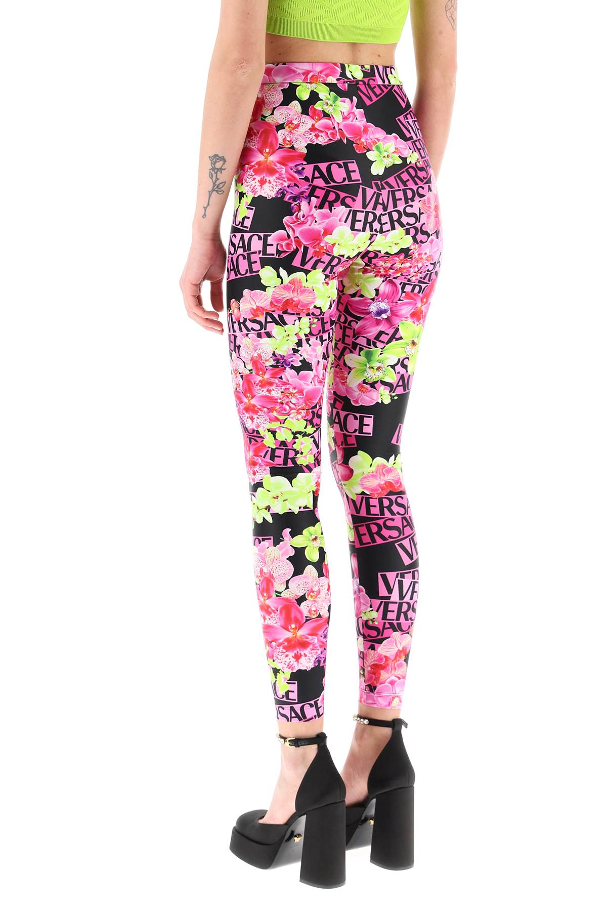 Versace Pink Orchid Leggings In Multicolor